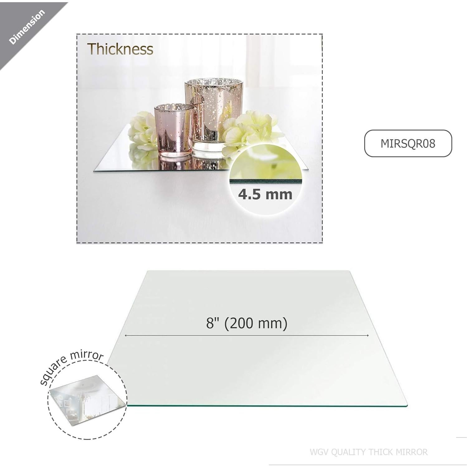 Espejo Redondo Grande WGV 20.32 cm Sin Marco para Decoración