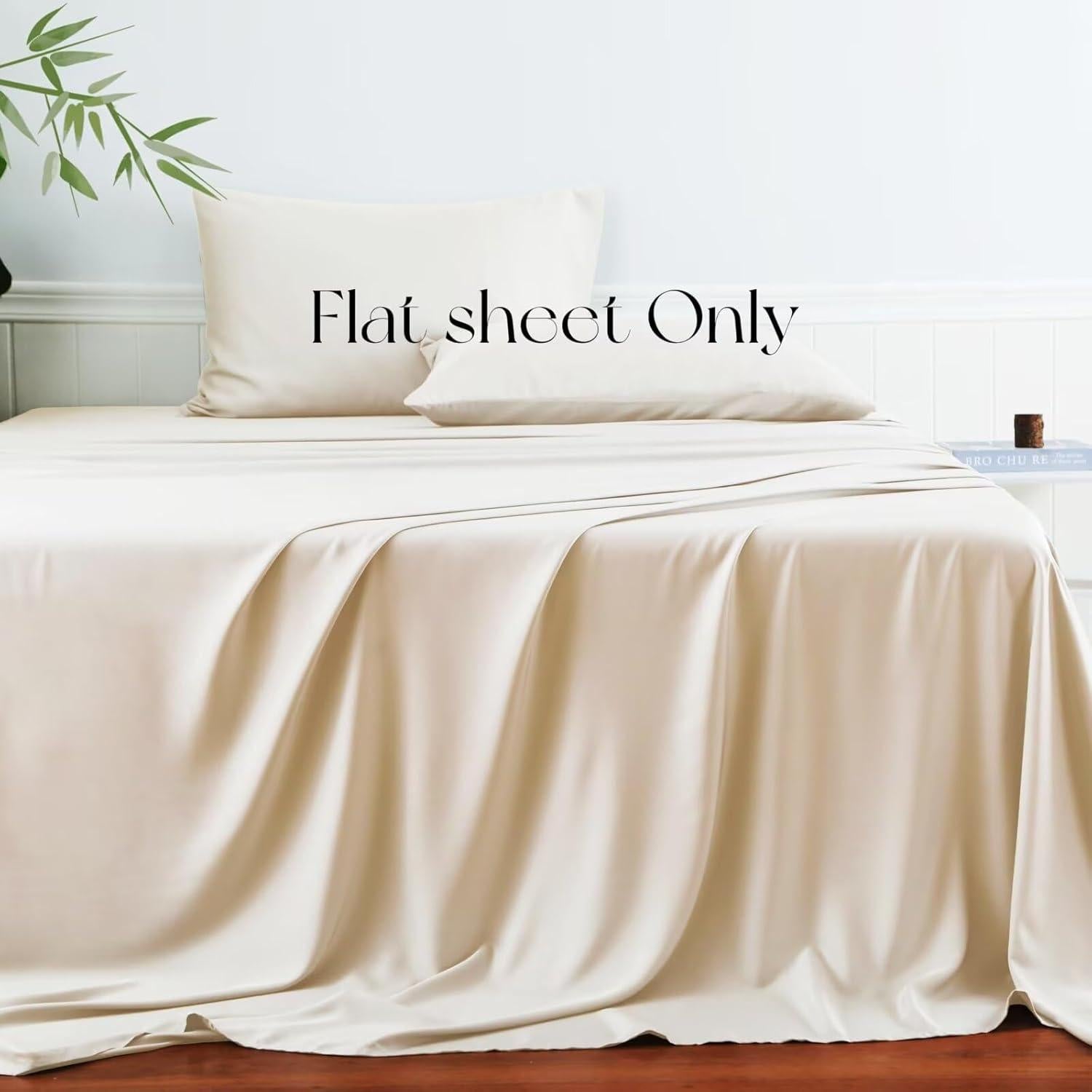 Sábana Plana Individual 2 Pcs Zaizaihome Viscosa Bambú Beige