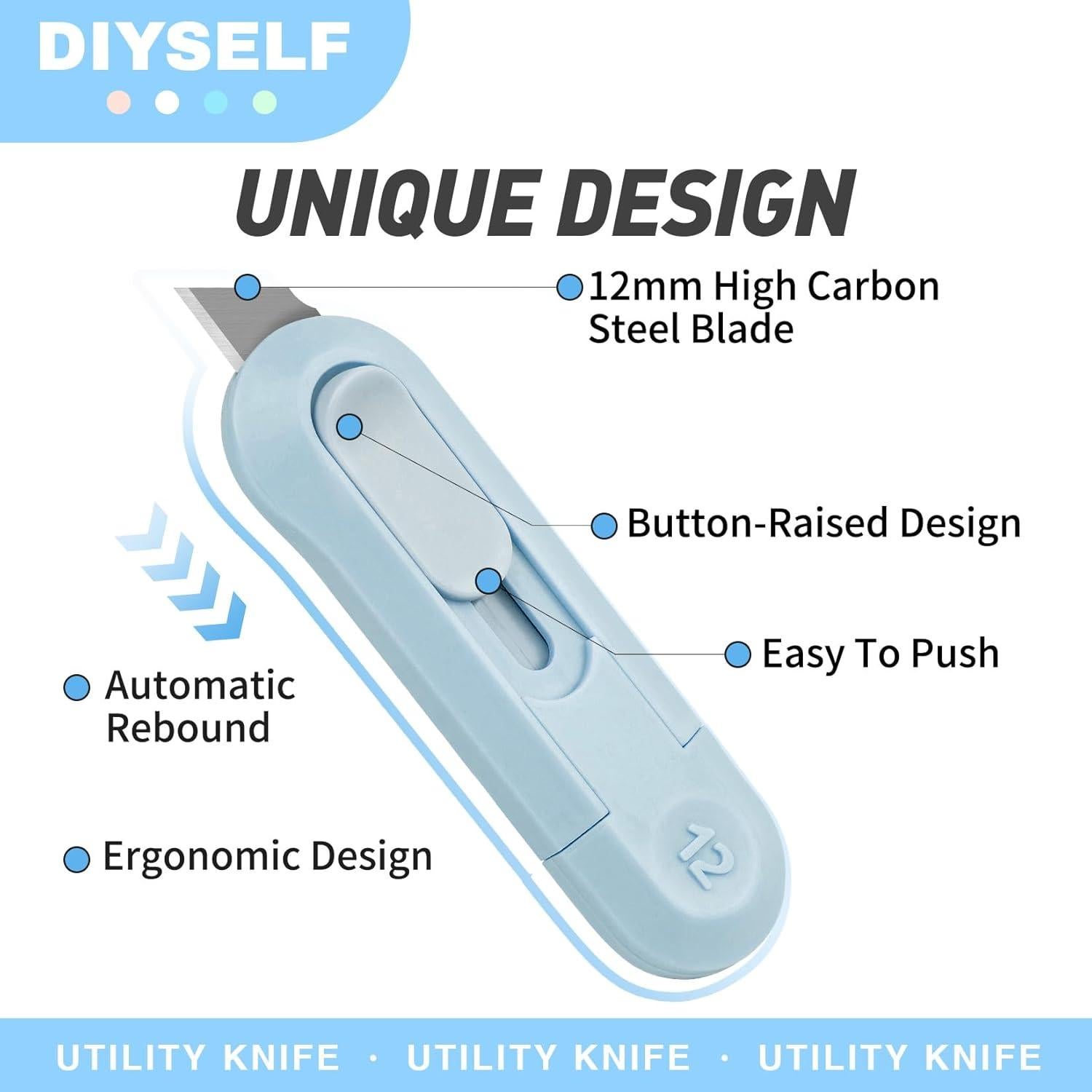 Cuchillos Utilitarios Retráctiles DIYSELF - 8 Paquete, Acero Inoxidable