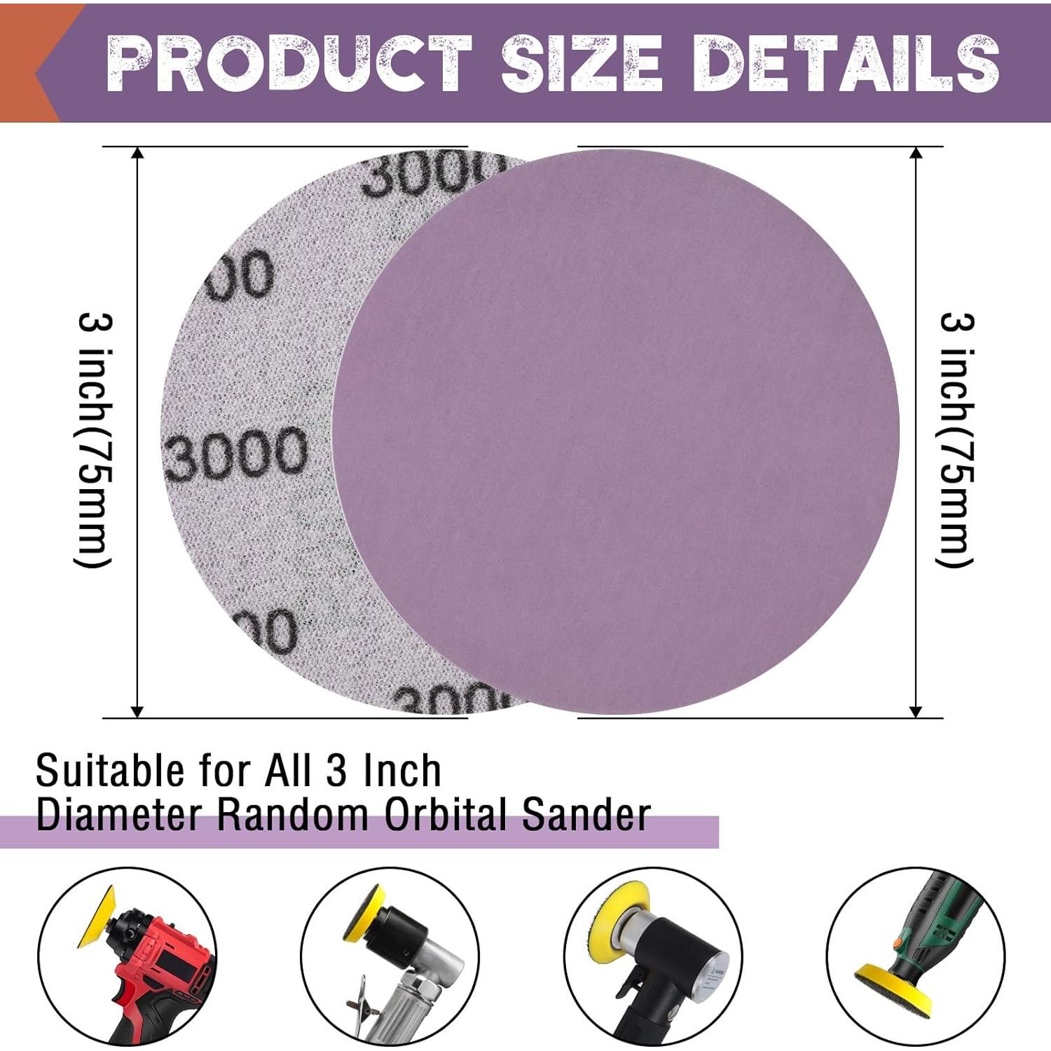 Discos de Lijado 35 Pcs 3" WEWINK PLUS Óxido de Aluminio 3000 Granos