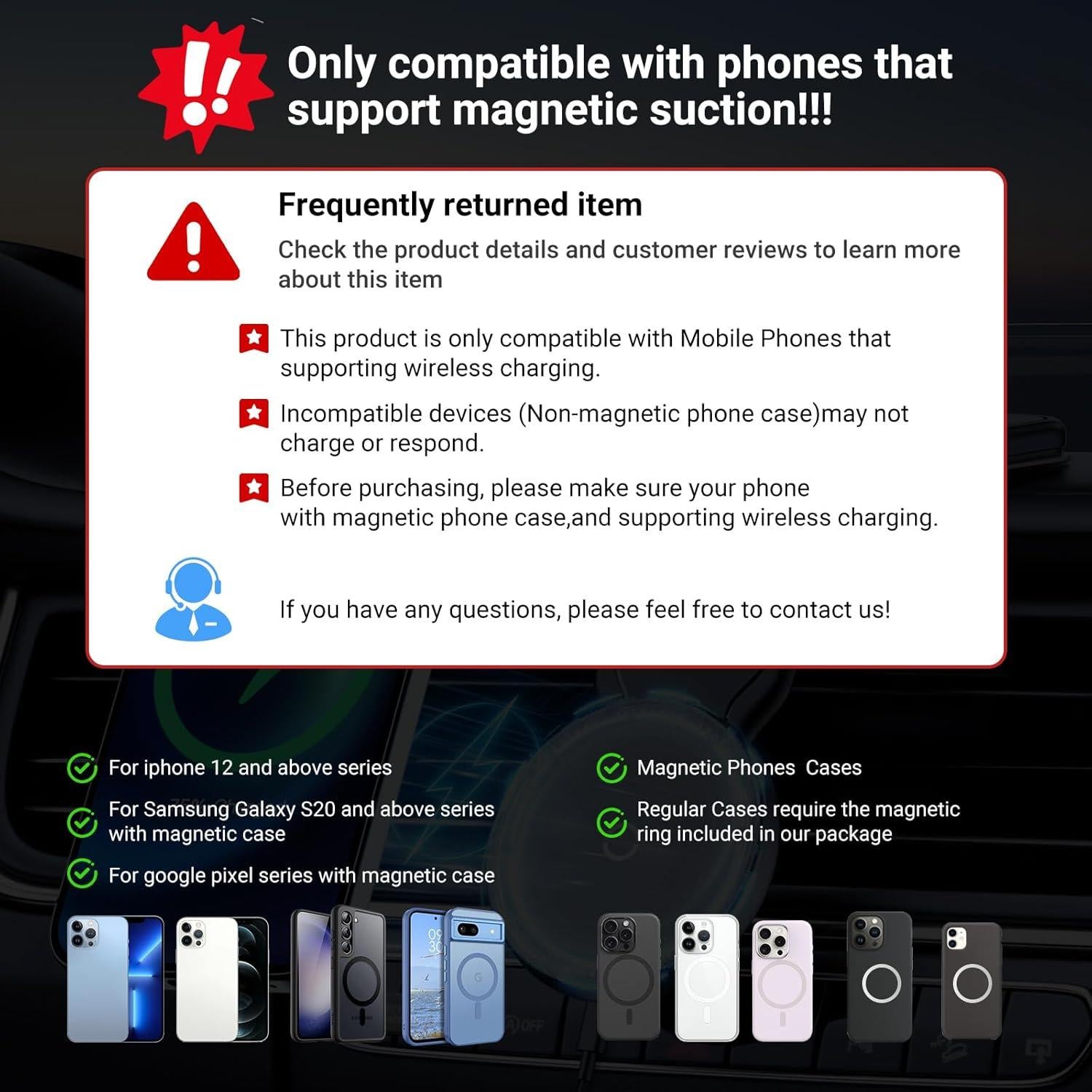 Montaje Magnético para Coche This Hill Cargador Inalámbrico 15W