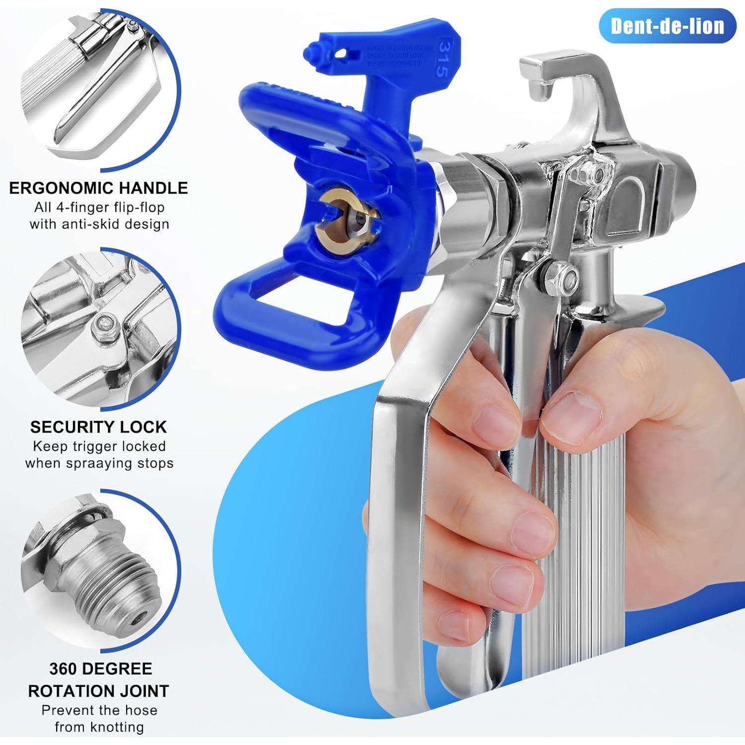 Kit de Pistola Pulverizadora Sin Aire Dent-de-lion 16 Piezas 3600 PSI