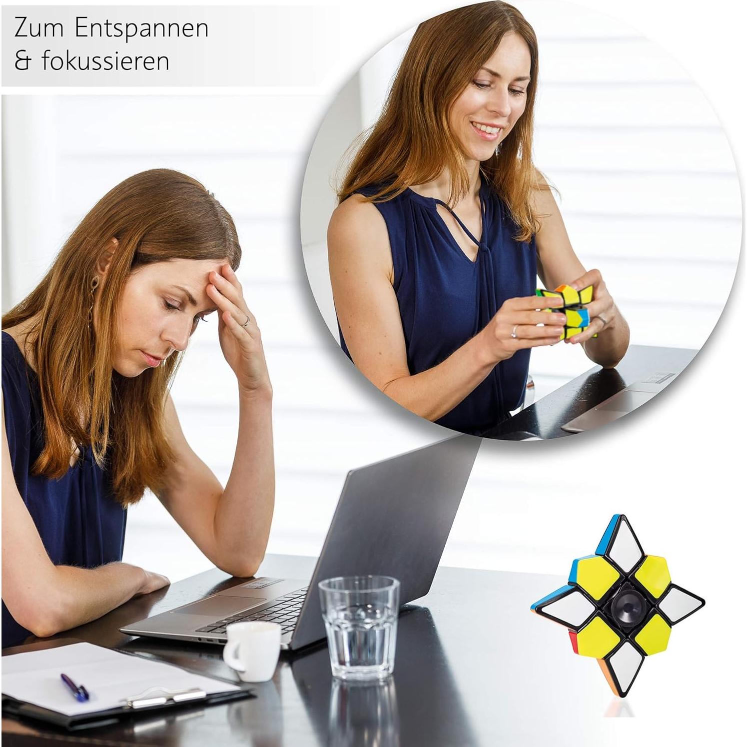 CUBIDI® Cubo Fidget 2 en 1 Anti-Estrés 8x8x1.5cm