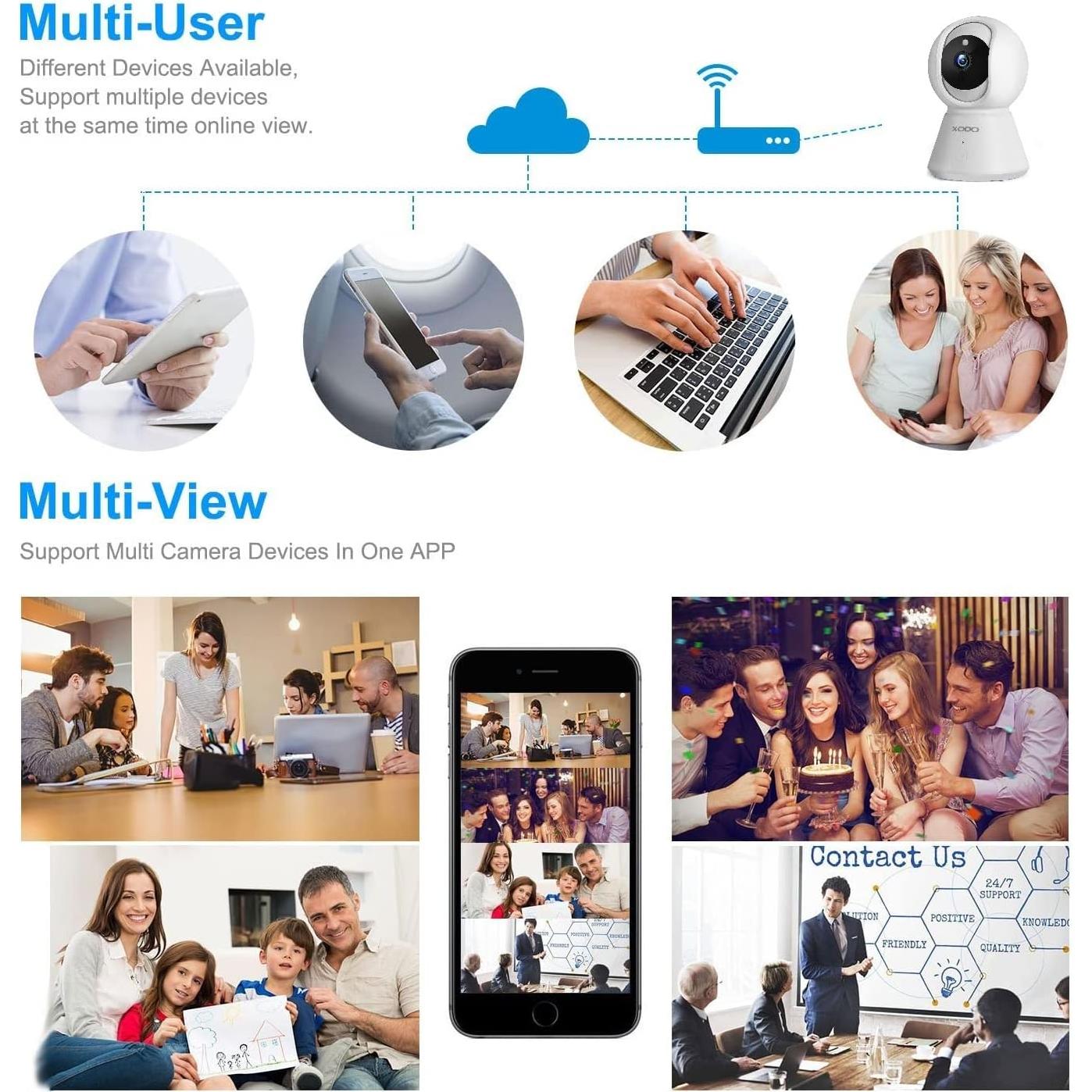 Cámara de Seguridad Inalámbrica Xodo E6 1080P HD WiFi