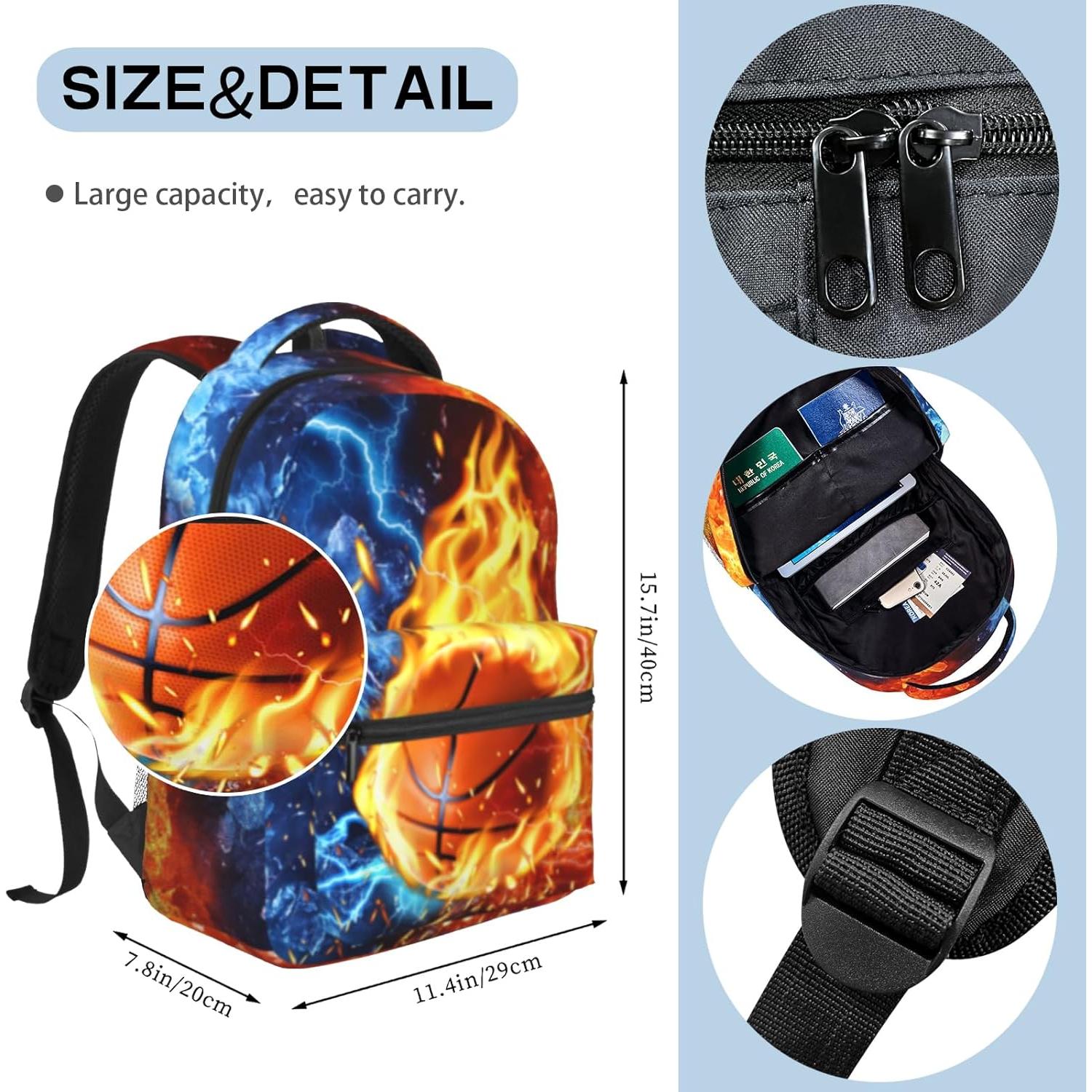 Mochila escolar de baloncesto BolAurp para niños 39.9x19.8x29cm