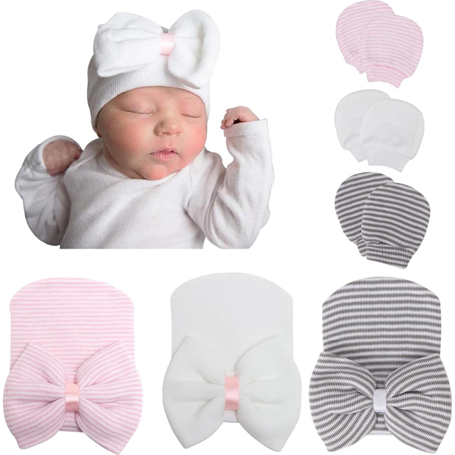 Gorro y Manoplas para Recién Nacidos DRESHOW Algodón 0-3 Meses