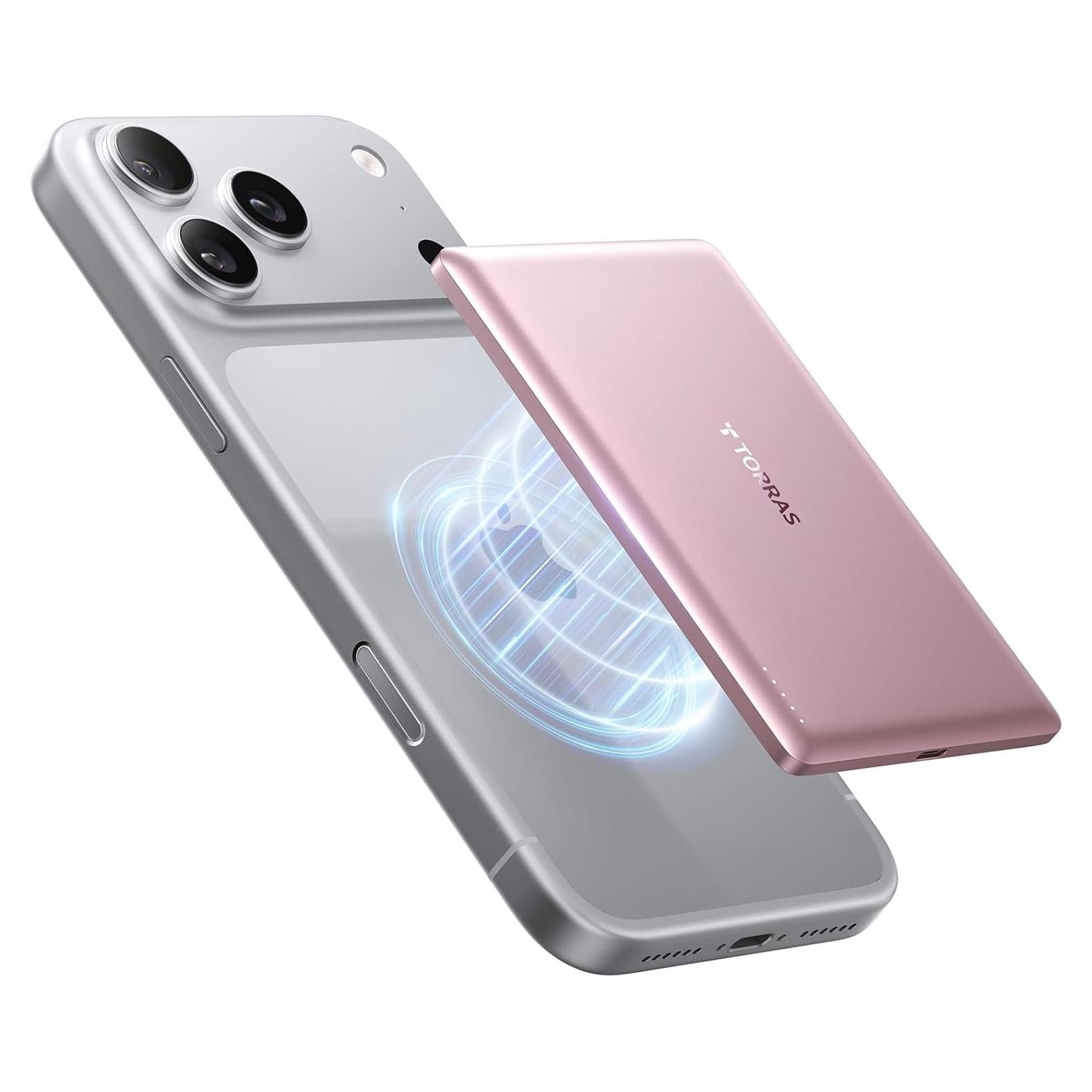 Cargador Portátil Inalámbrico TORRAS MiniMag 5000mAh Rosa