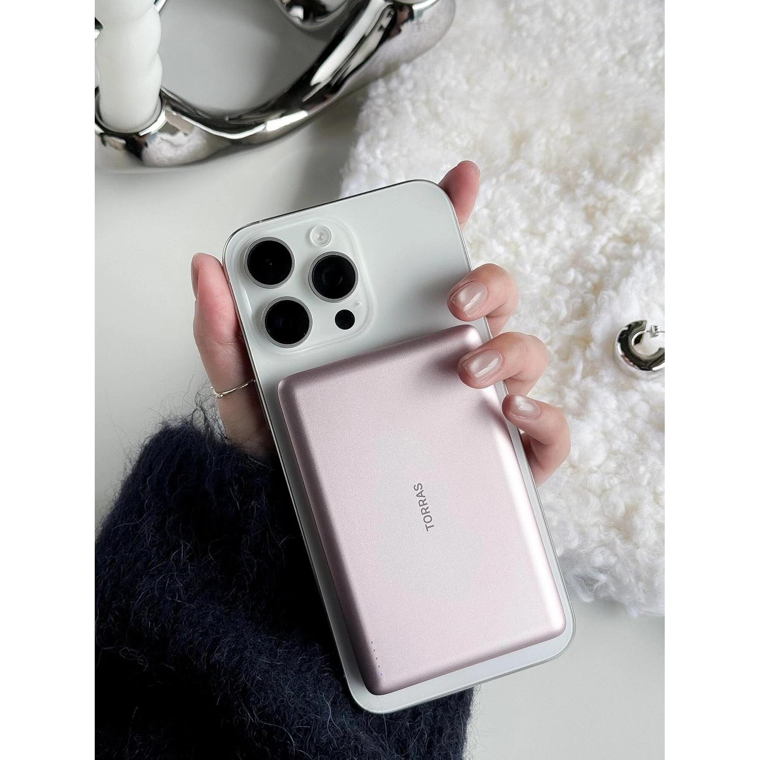 Cargador Portátil Inalámbrico TORRAS MiniMag 5000mAh Rosa