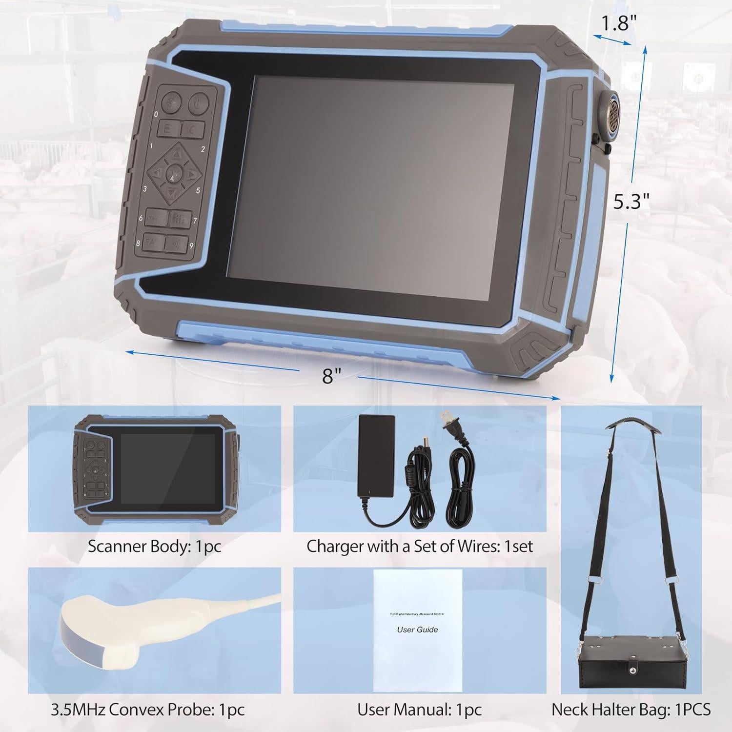 Escáner Ultrasonido Veterinario PALJZHMARY V1 3.5MHz Portátil