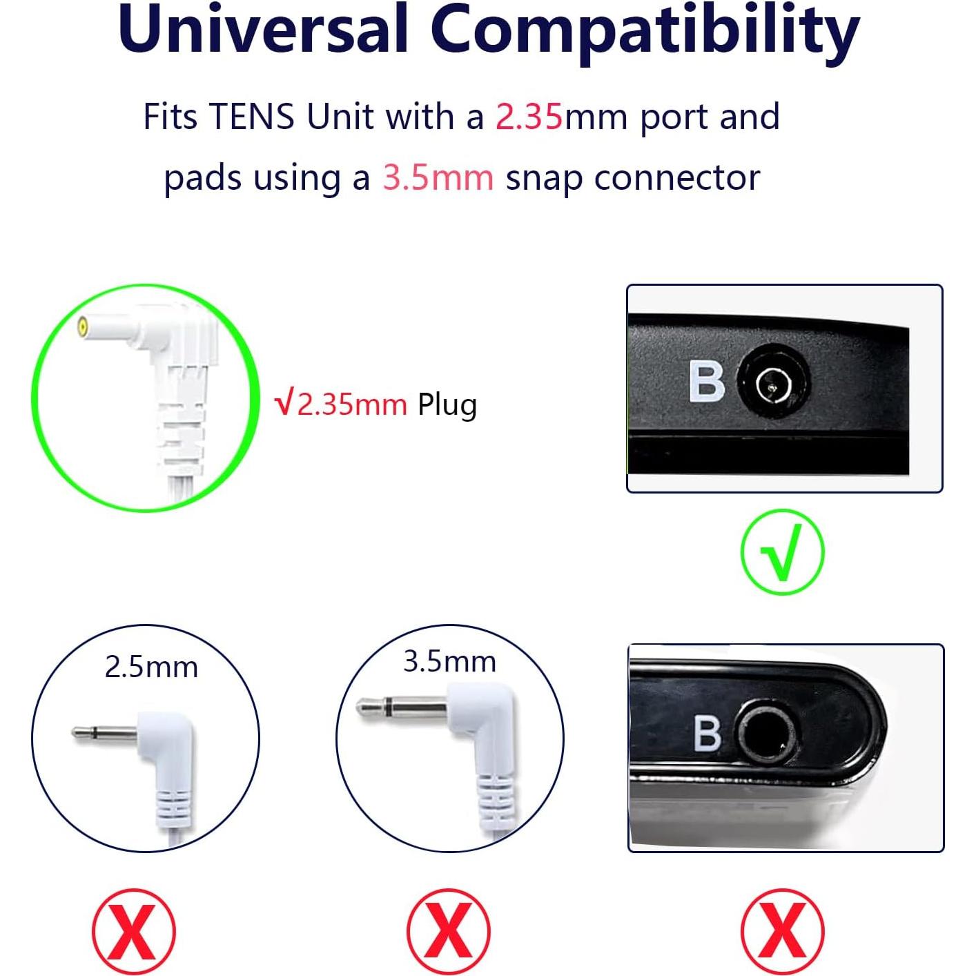 Cables de Conducción TENS VOVOU 2.35mm a 3.5mm - 2 Paquetes