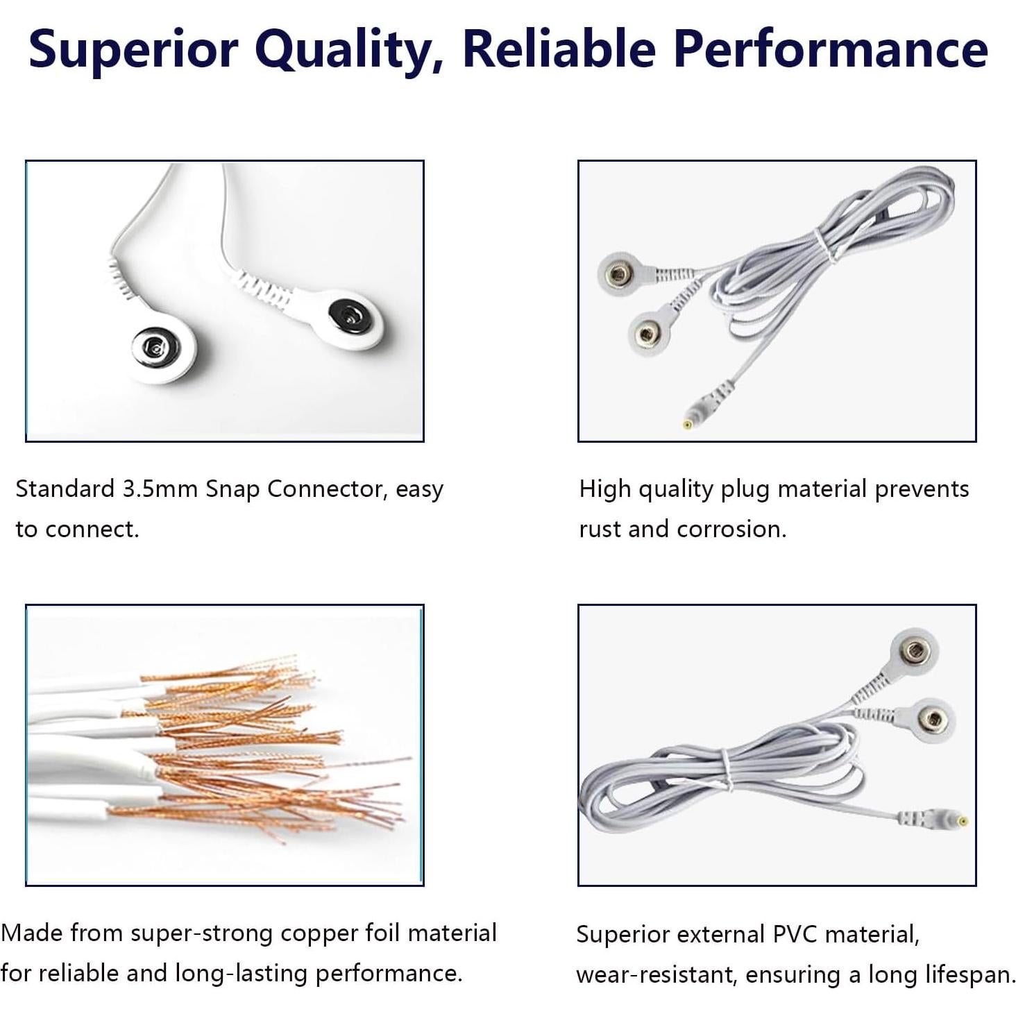 Cables de Conducción TENS VOVOU 2.35mm a 3.5mm - 2 Paquetes