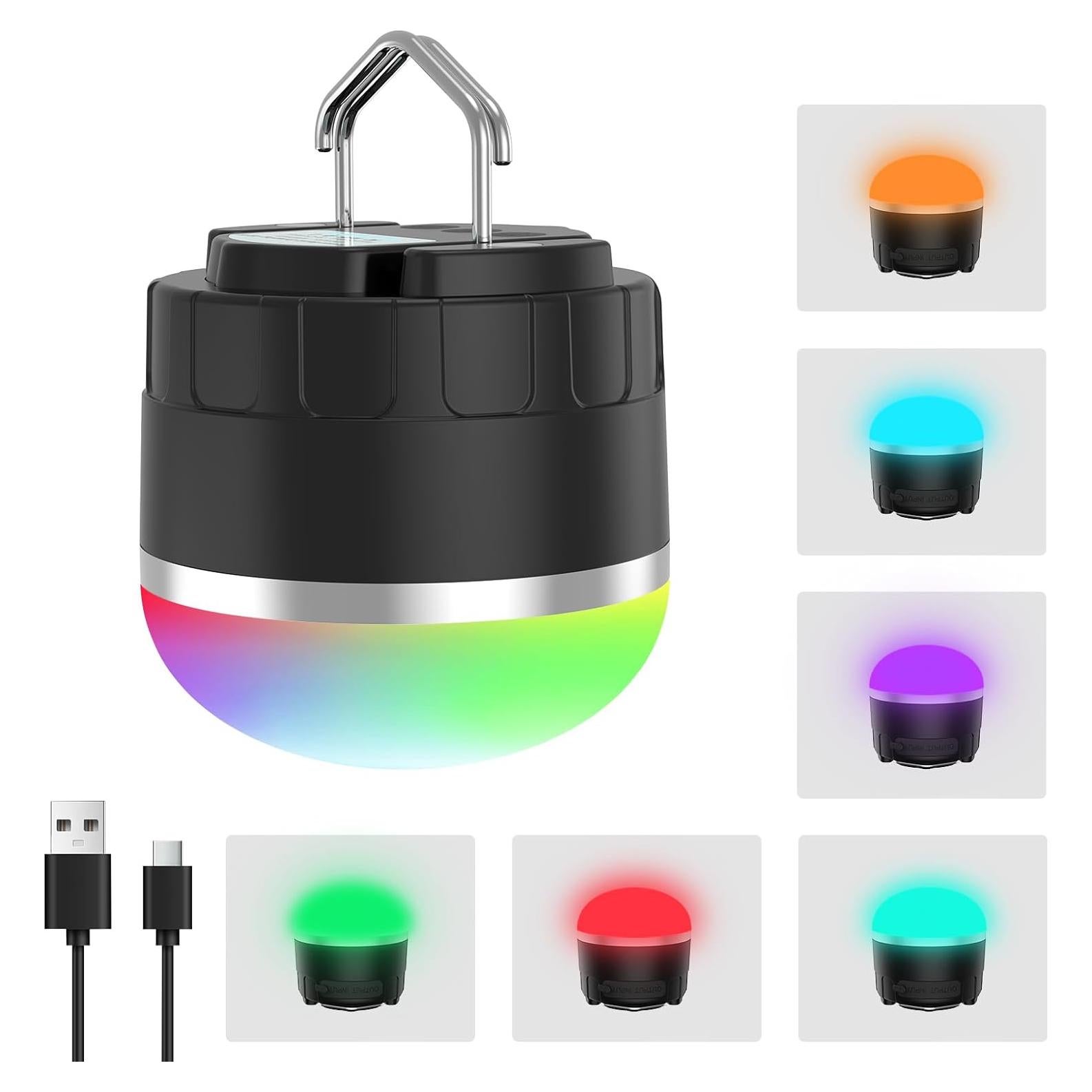 Linterna de Camping LED TOHETO 1000LM RGB Recargable IPX5