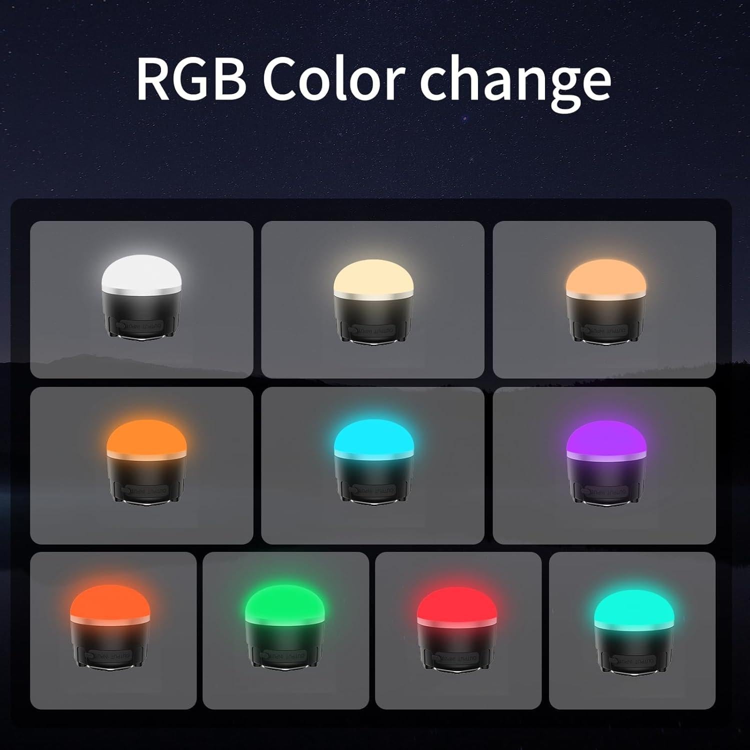 Linterna de Camping LED TOHETO 1000LM RGB Recargable IPX5