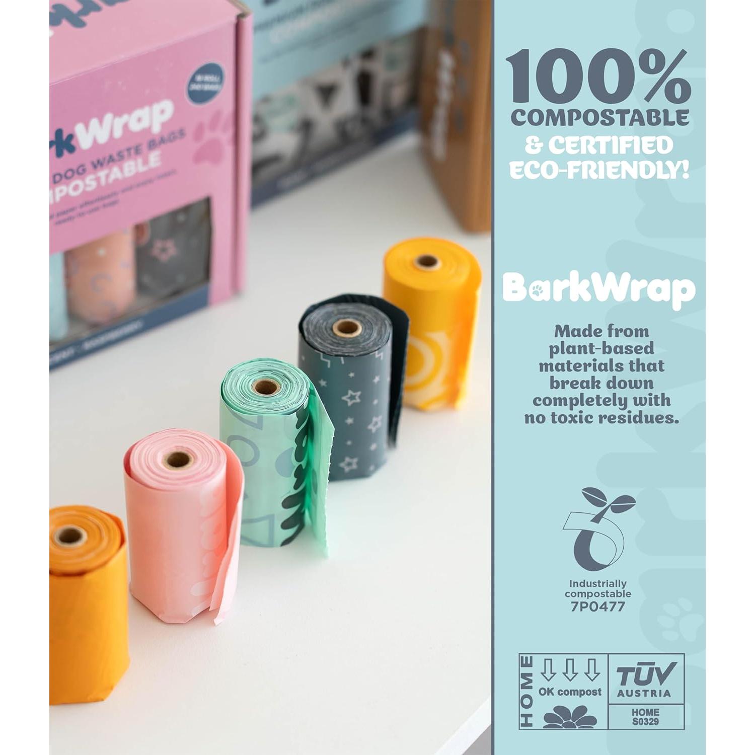 240 Bolsas Biodegradables para Perros BarkWrap - Compostables y Resistentes