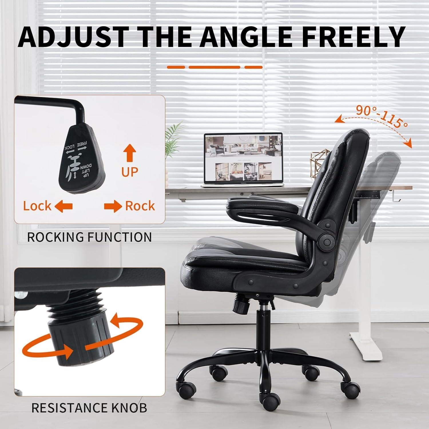 Silla de Oficina Ergonómica Seanrum CZ-4093 Negra con Soporte Lumbar