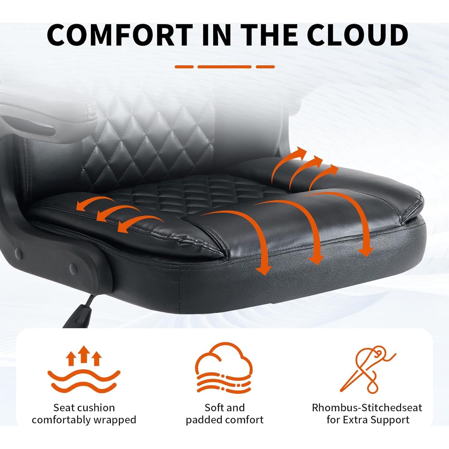 Silla de Oficina Ergonómica Seanrum CZ-4093 Negra con Soporte Lumbar