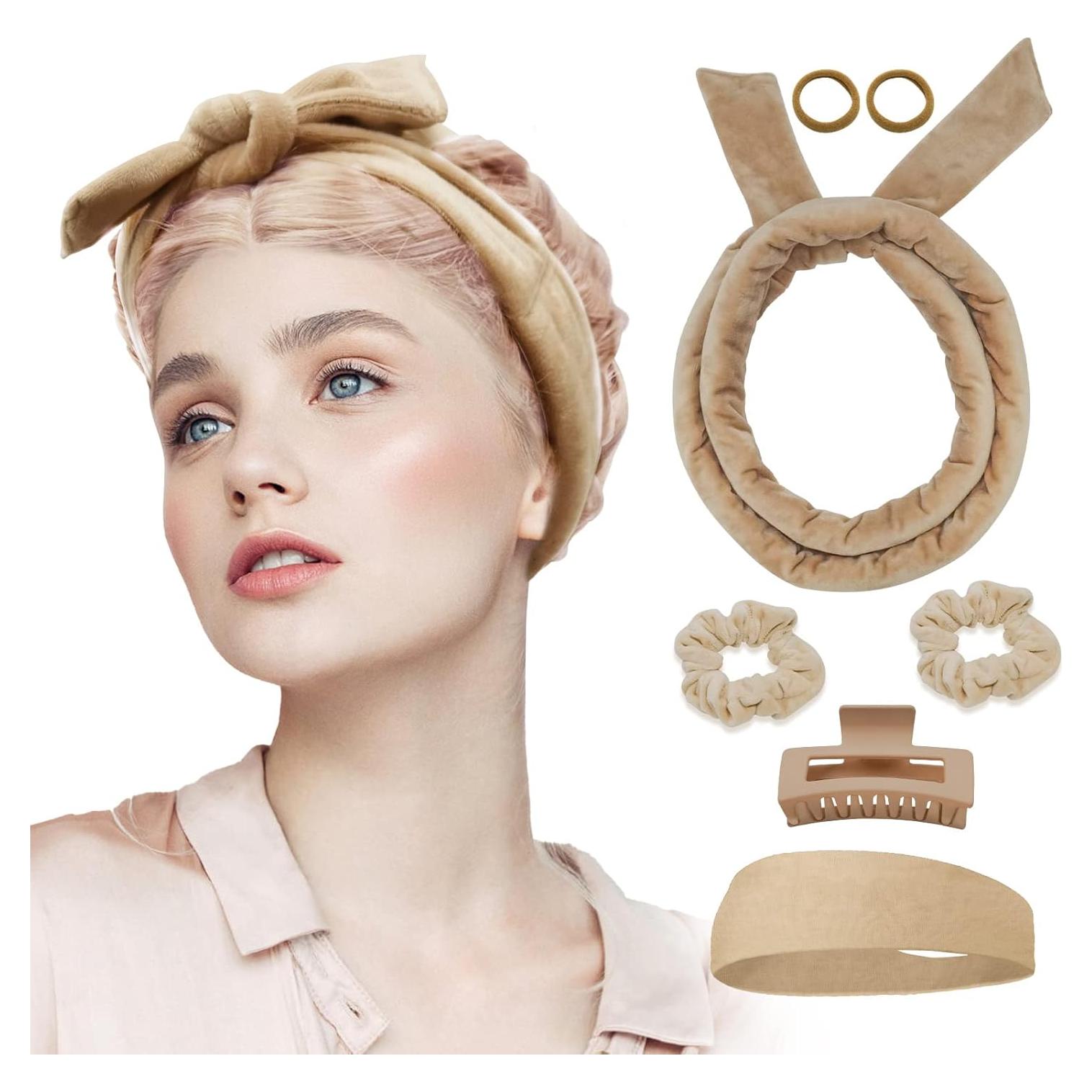 Diadema Rizador Sin Calor Fitifun Beige 155cm Terciopelo