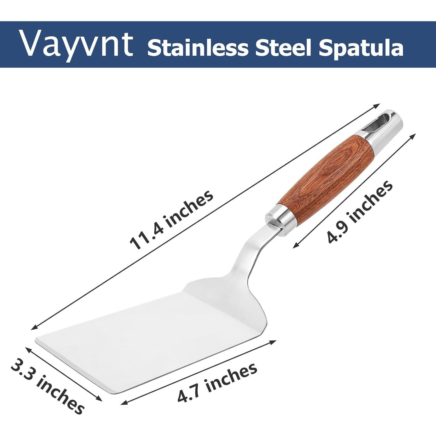 Espátula de Acero Inoxidable Vayvnt con Mango de Madera 28.8cm
