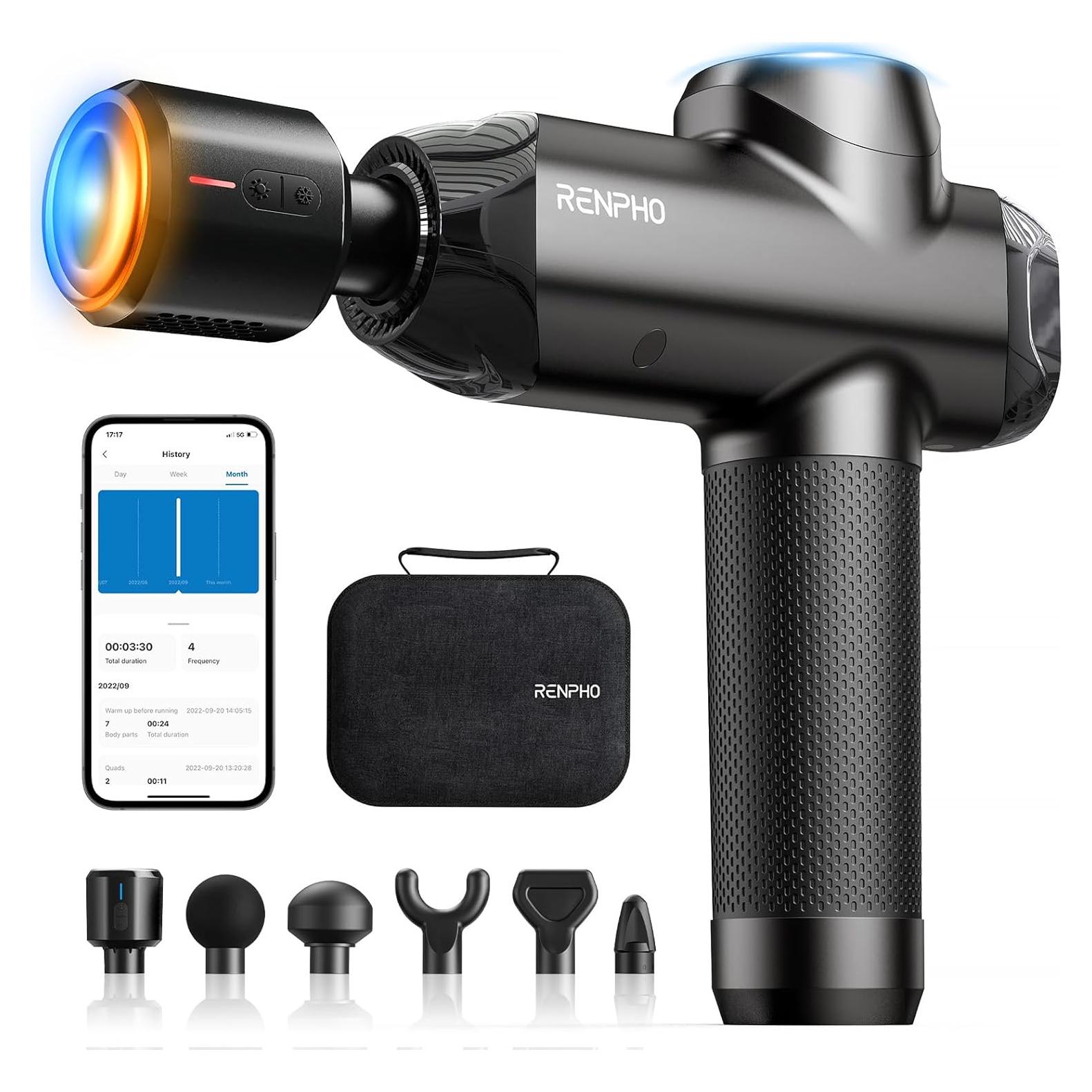 Pistola de Masaje RENPHO Power+ Thermacool Gris con Calor y Frío