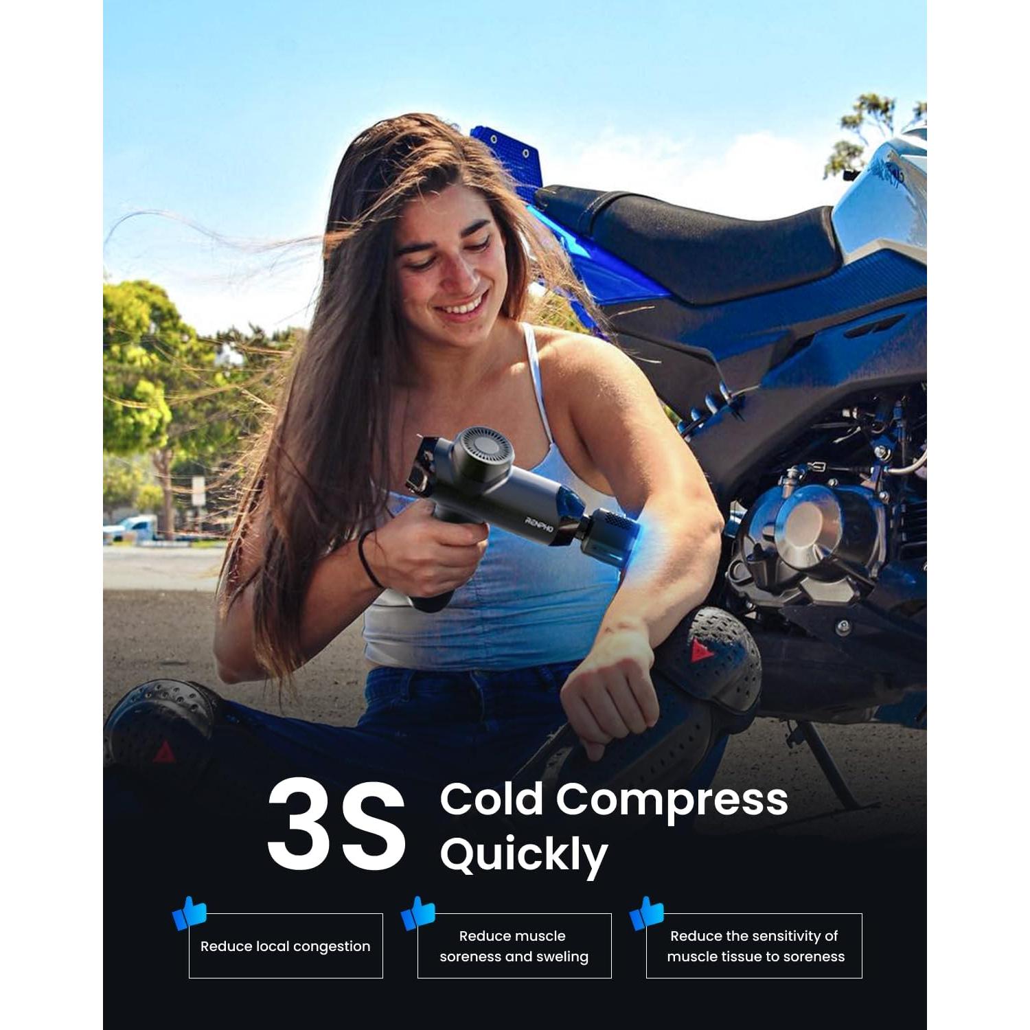 Pistola de Masaje RENPHO Power+ Thermacool Gris con Calor y Frío