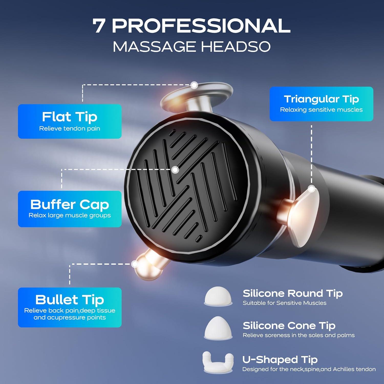 Pistola de Masaje OLEY F26 Eléctrica 3 Velocidades 4 Cabezas