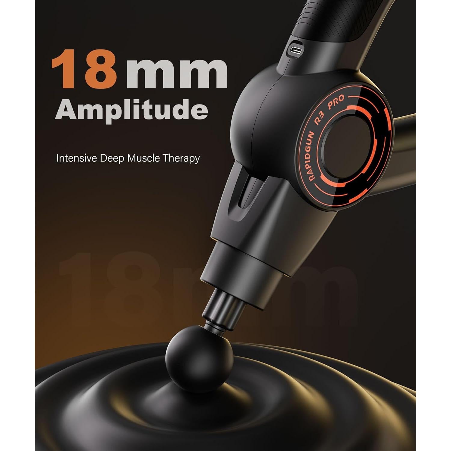 Pistola de Masaje R3 Pro 3-en-1 con Vibración 18mm 6500RPM