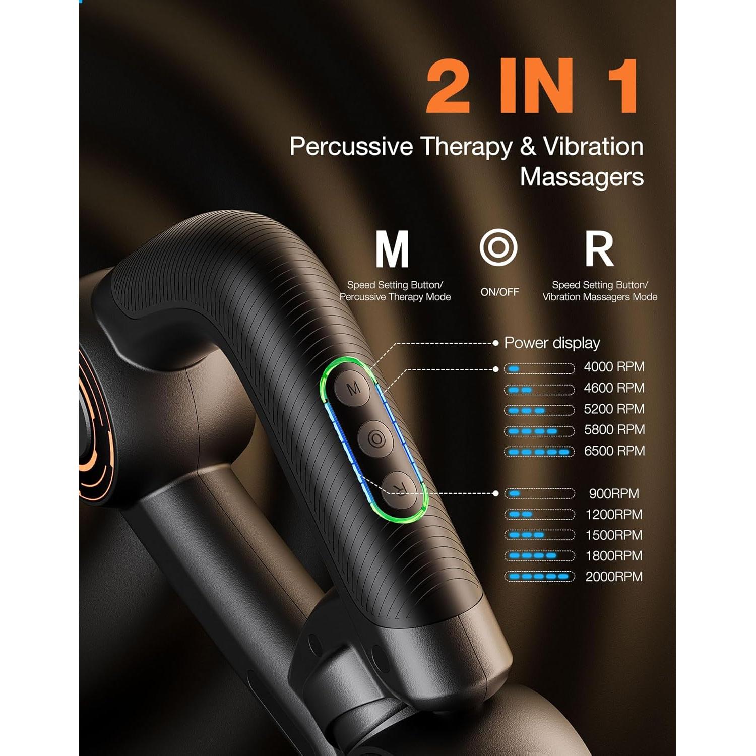 Pistola de Masaje R3 Pro 3-en-1 con Vibración 18mm 6500RPM