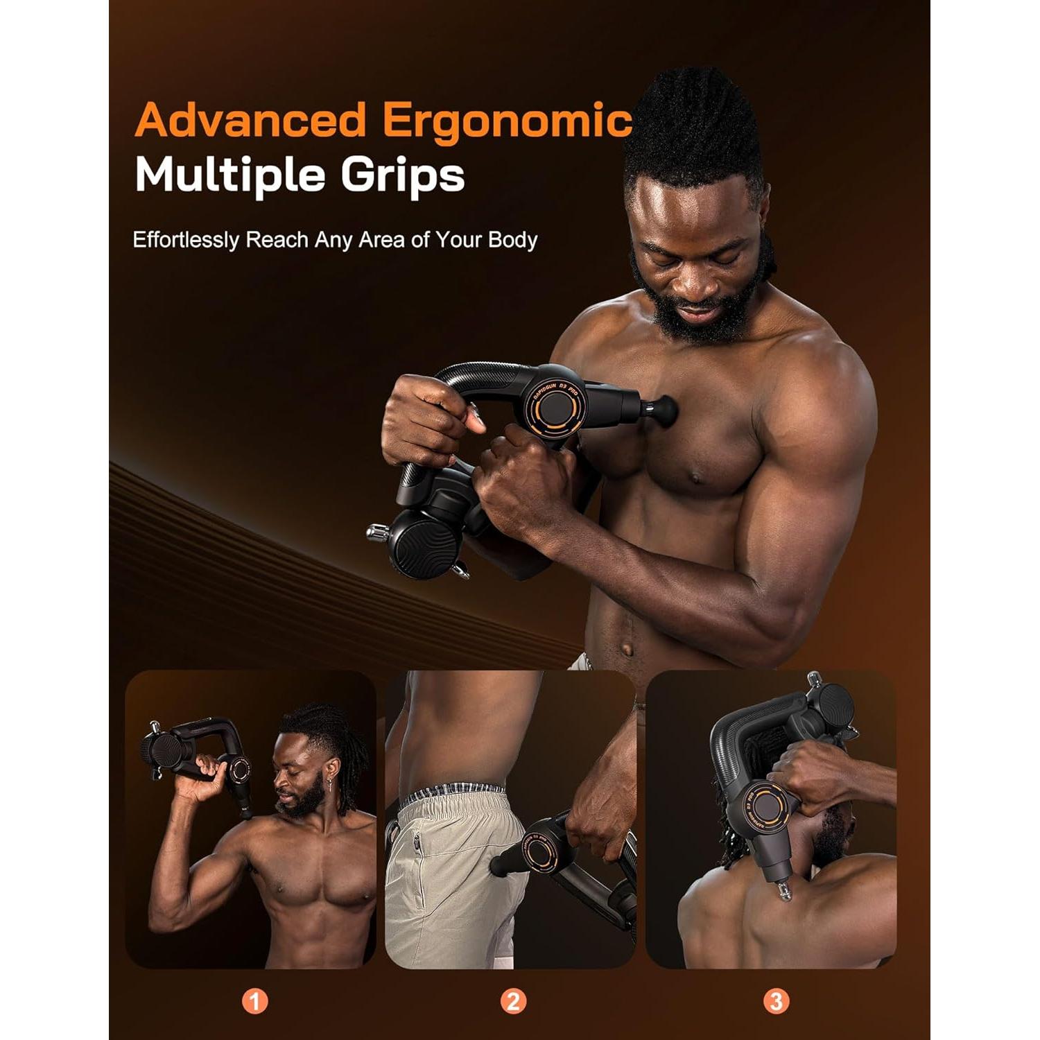 Pistola de Masaje R3 Pro 3-en-1 con Vibración 18mm 6500RPM