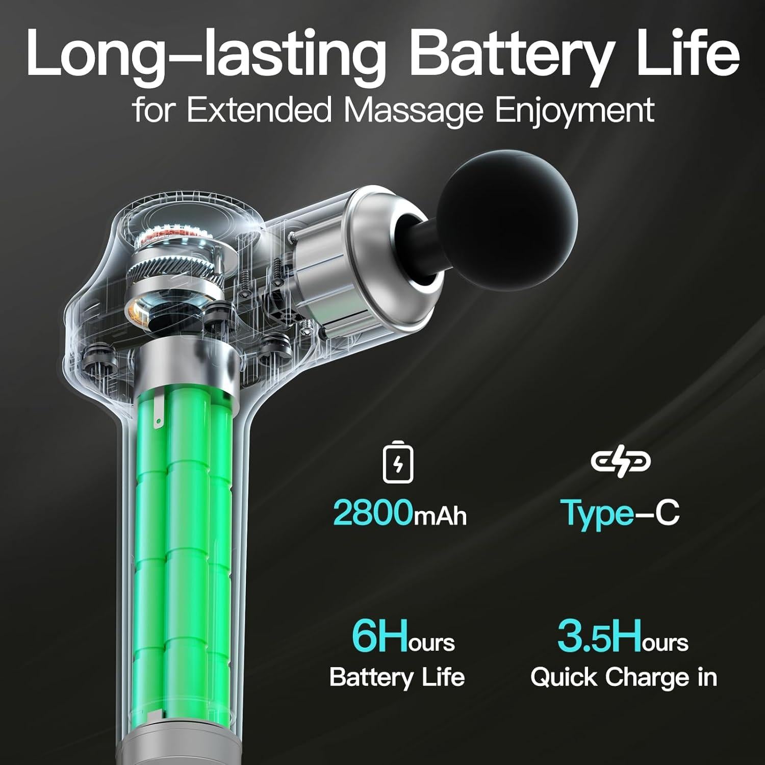 Pistola de Masaje UMAY Eléctrica 10 Accesorios 2800mAh