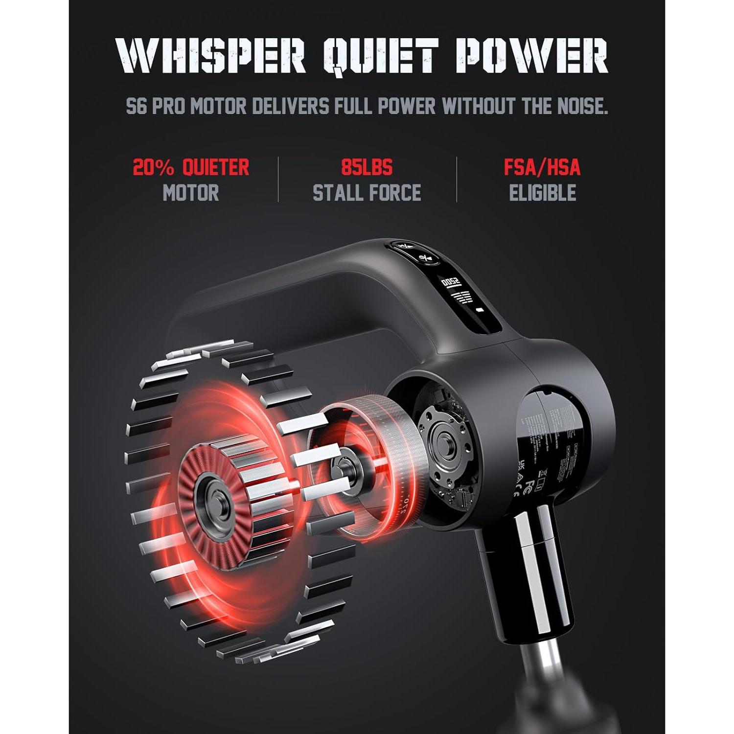 Pistola de Masaje Shaw Strength S6 Pro 16mm, 7 Accesorios