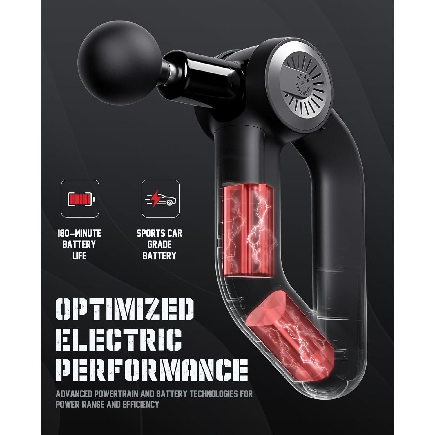 Pistola de Masaje Shaw Strength S6 Pro 16mm, 7 Accesorios