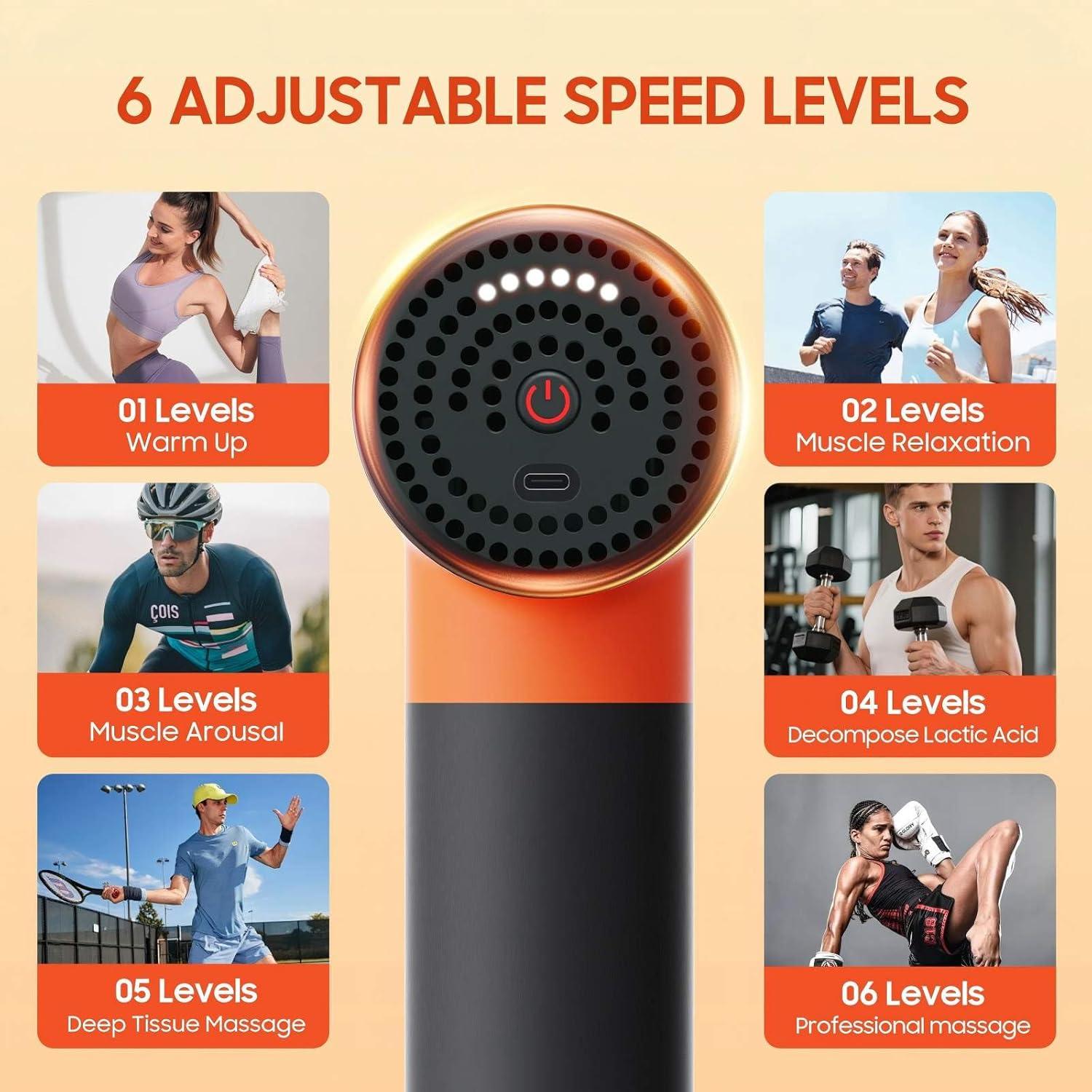 Pistola de Masaje JOYSUWERUN 9 Cabezas 6 Velocidades 22cm