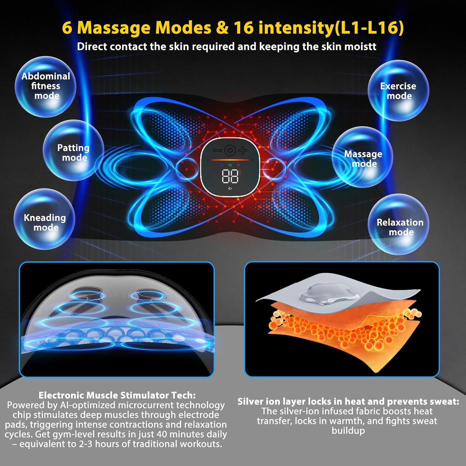 Cinturón Estimulador Abdominal FDA-Cleard con Calor 119.4cm