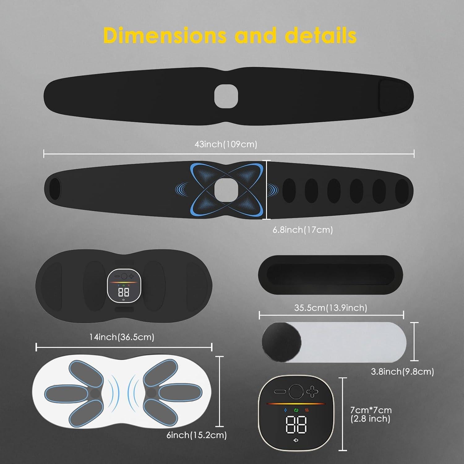 Cinturón Estimulador Abdominal FDA-Cleard con Calor 119.4cm