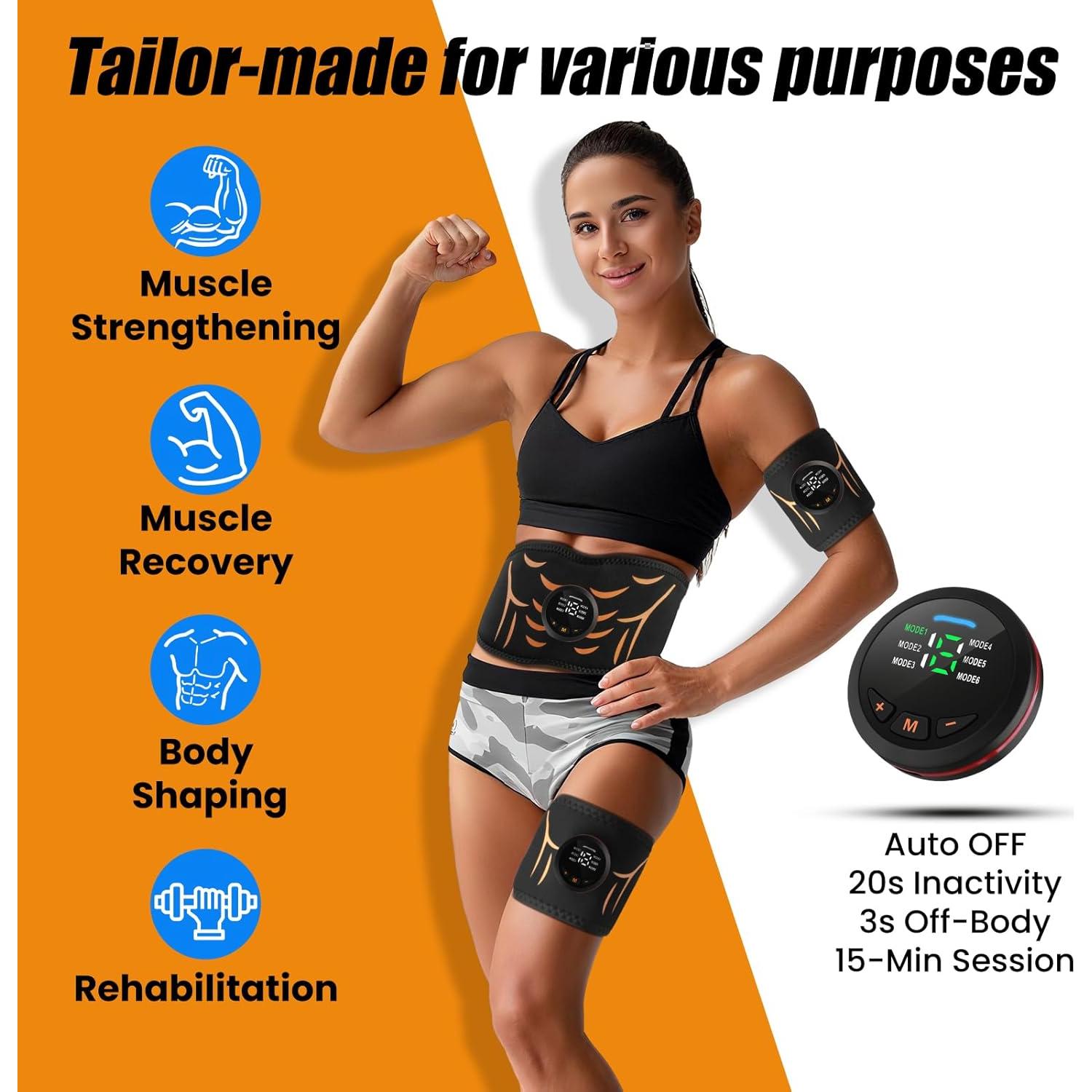 Cinturón Estimulador Muscular Abdominal Woflend 6 Modos 18 Niveles