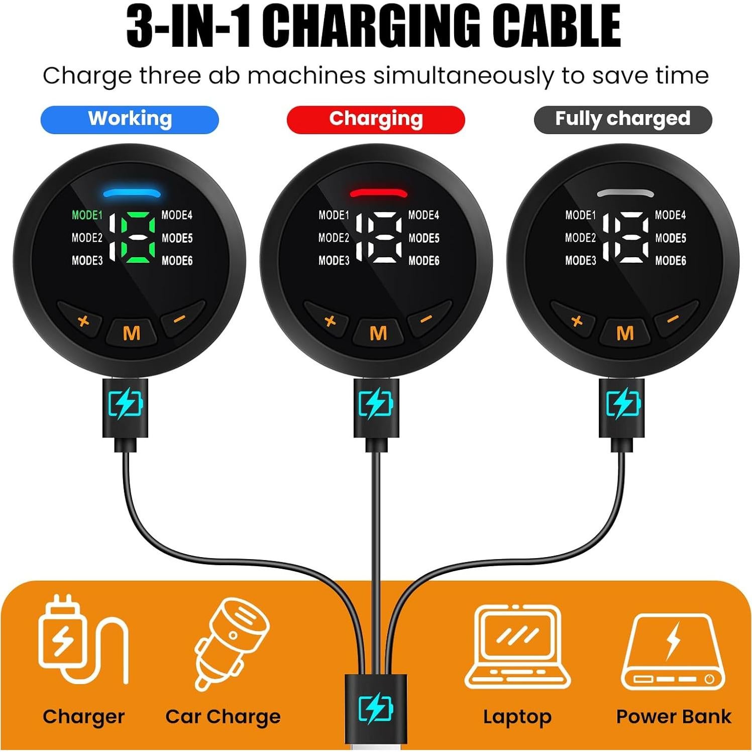 Cinturón Estimulador Muscular Abdominal Woflend 6 Modos 18 Niveles