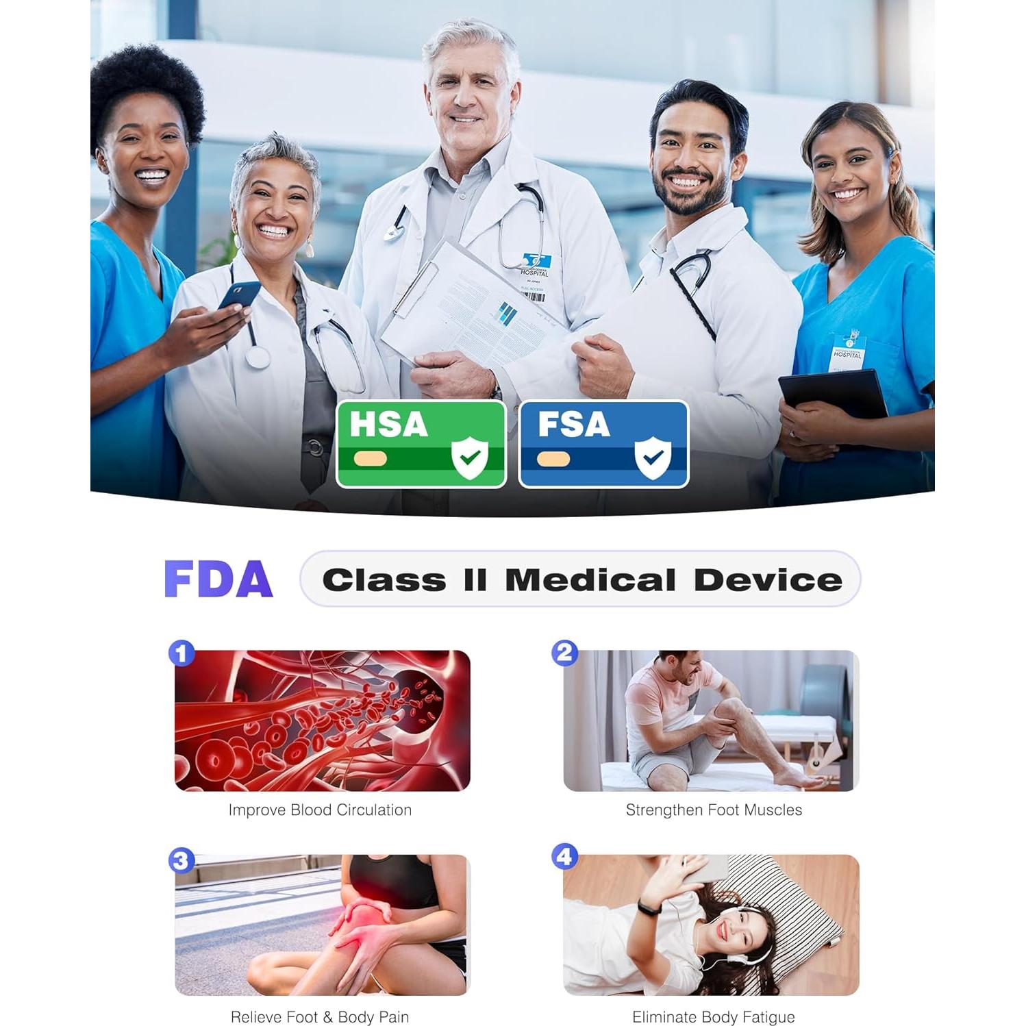 Masajeador de Pies KINGJOY EMS TENS Blanco 10 Modos 20 Intensidades