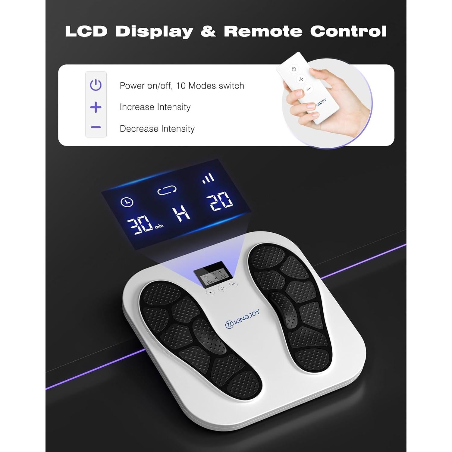 Masajeador de Pies KINGJOY EMS TENS Blanco 10 Modos 20 Intensidades