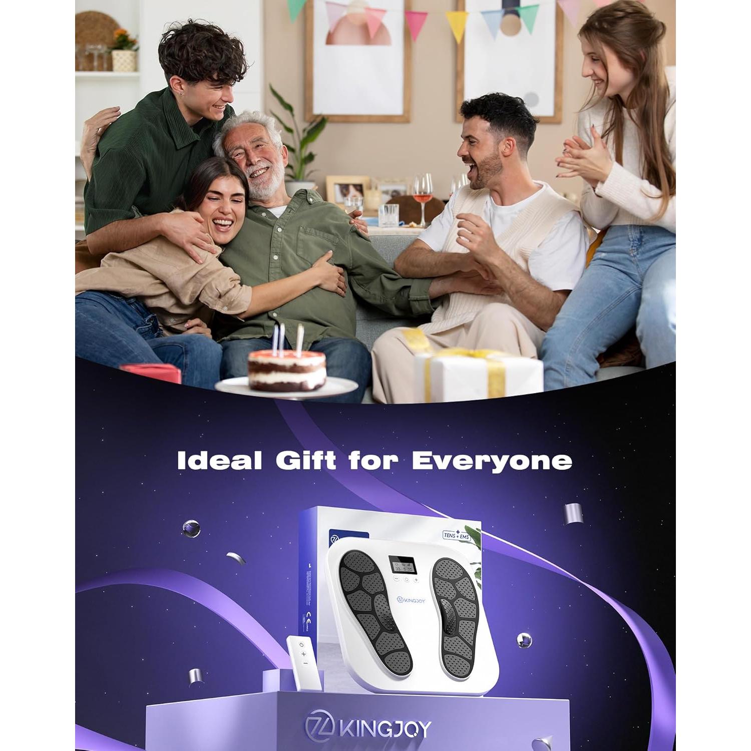 Masajeador de Pies KINGJOY EMS TENS Blanco 10 Modos 20 Intensidades