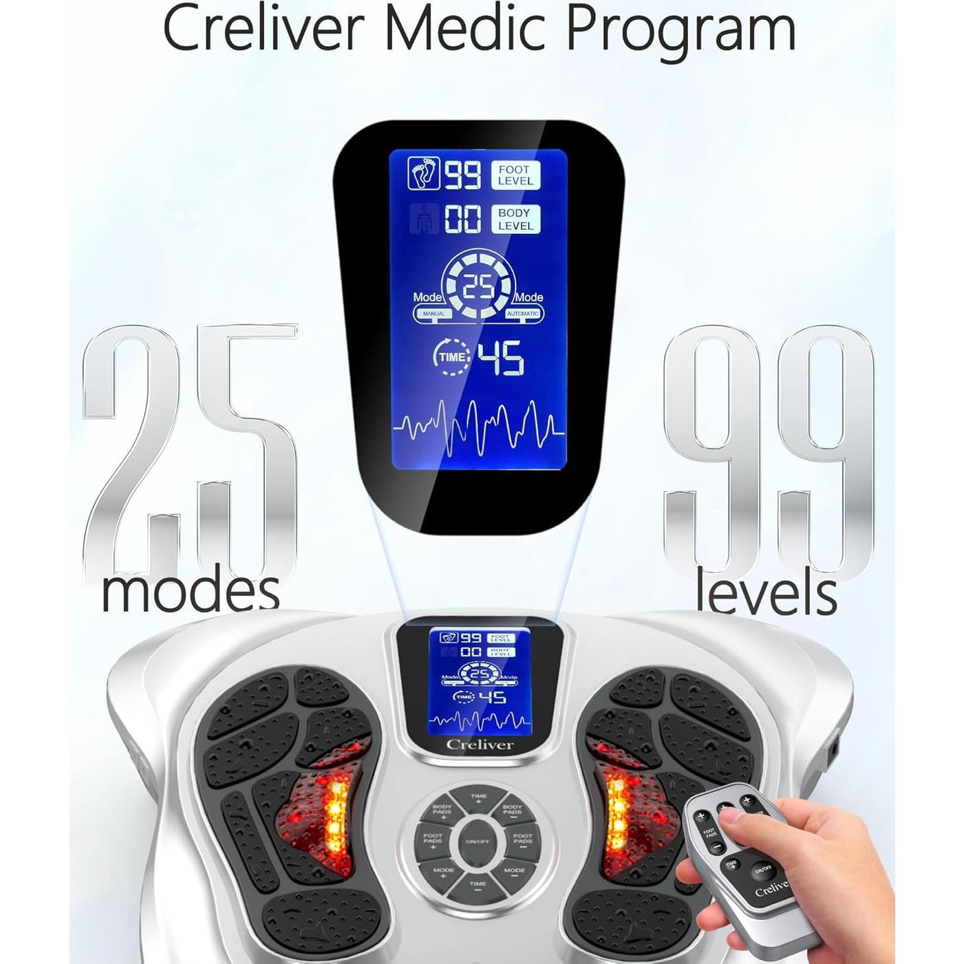 Masajeador de pies Creliver AST-300A EMS TENS 25 Modos