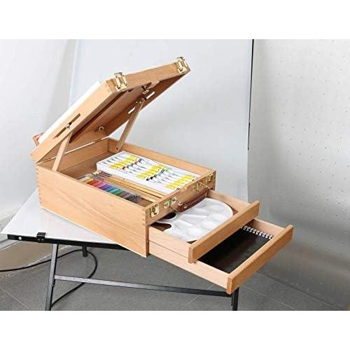 Caja de Suministros de Arte Kuyal Caballete Ajustable 2 Cajones