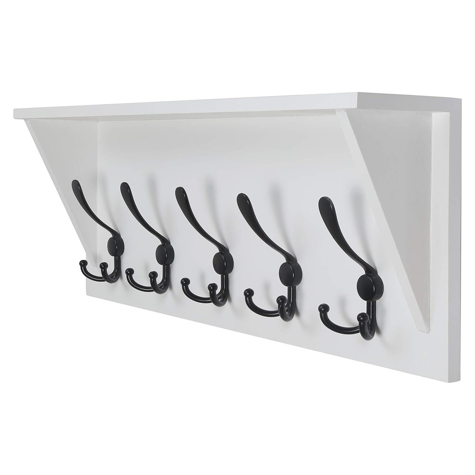 Estante de abrigo Dseap 60.96 cm con 5 ganchos triples - Madera