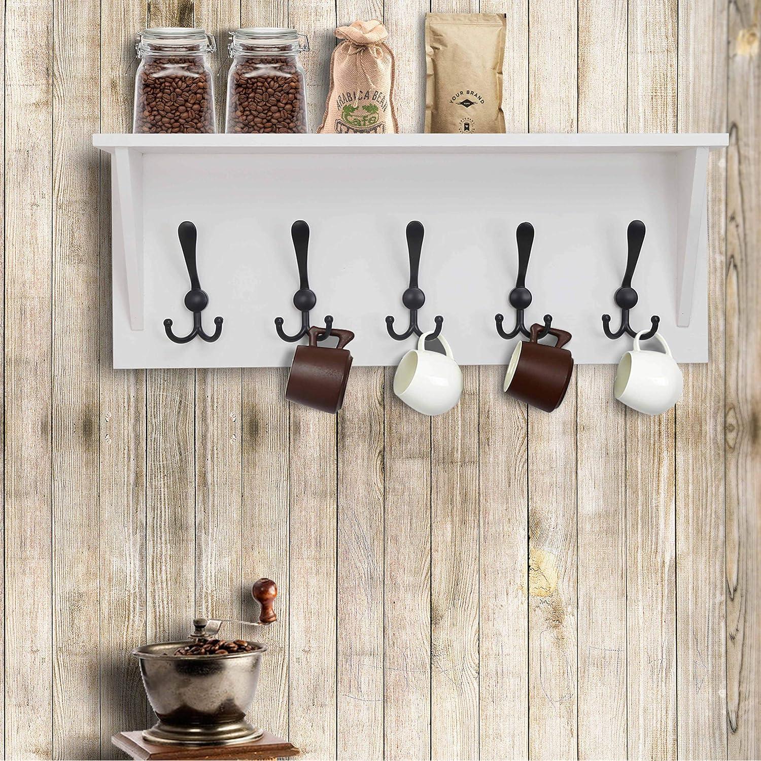 Estante de abrigo Dseap 60.96 cm con 5 ganchos triples - Madera