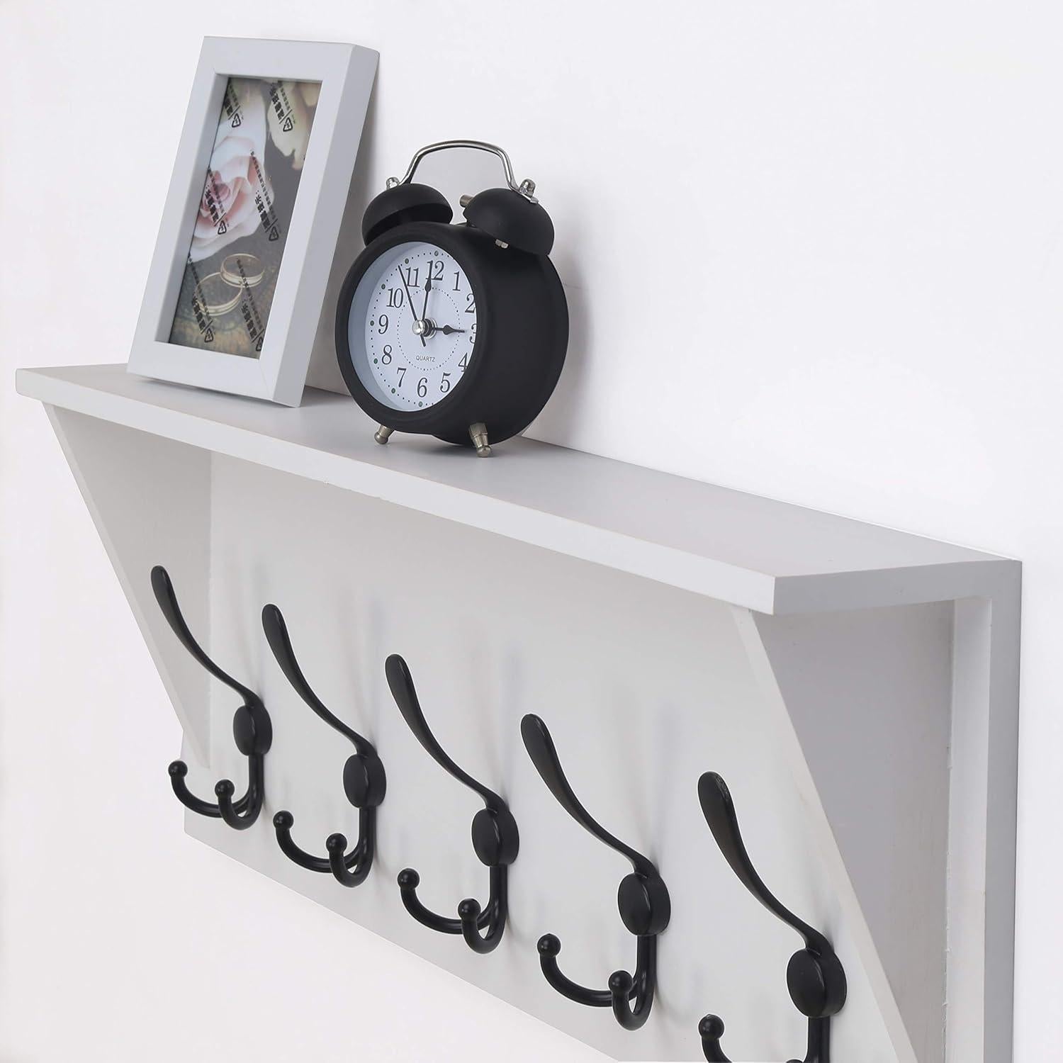 Estante de abrigo Dseap 60.96 cm con 5 ganchos triples - Madera