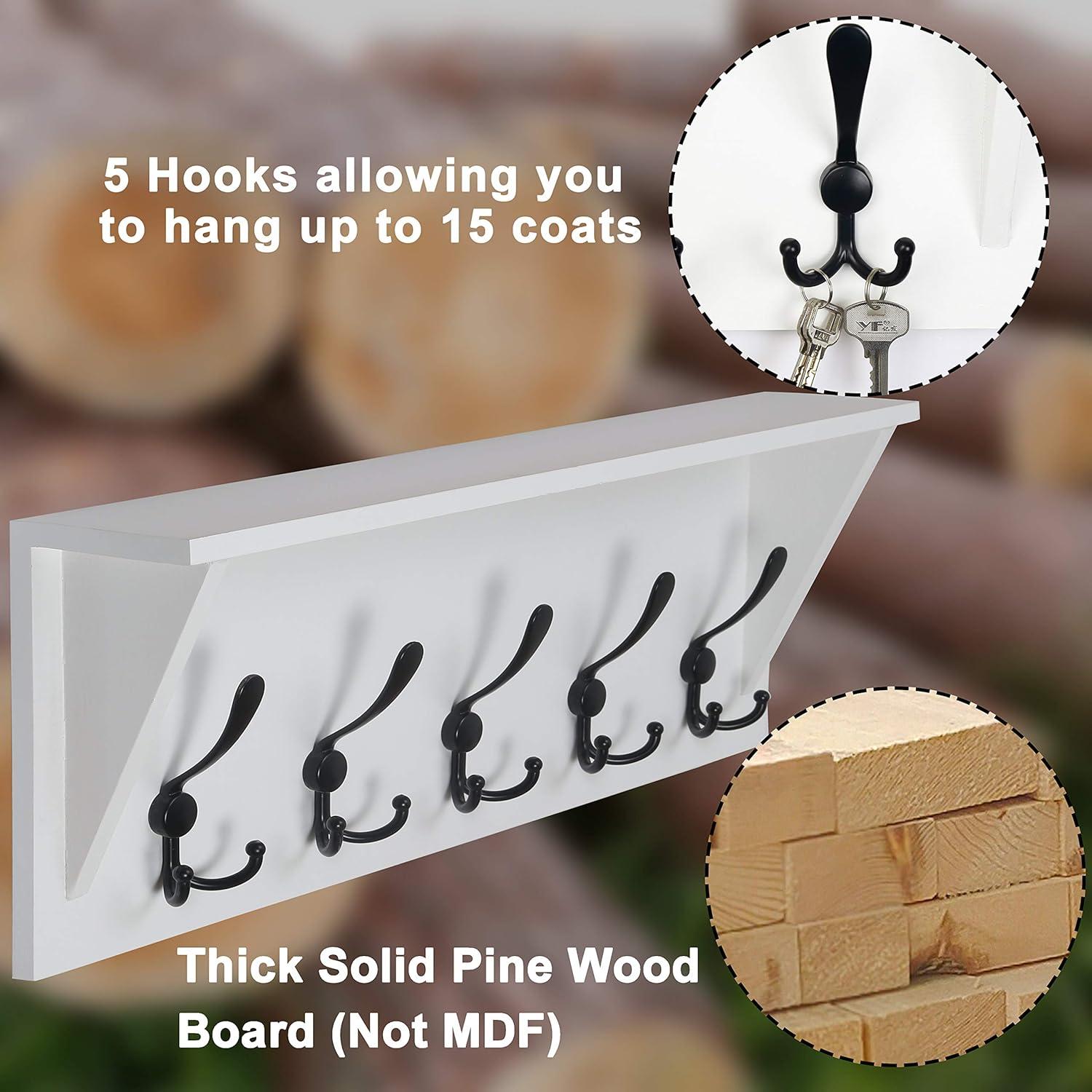 Estante de abrigo Dseap 60.96 cm con 5 ganchos triples - Madera