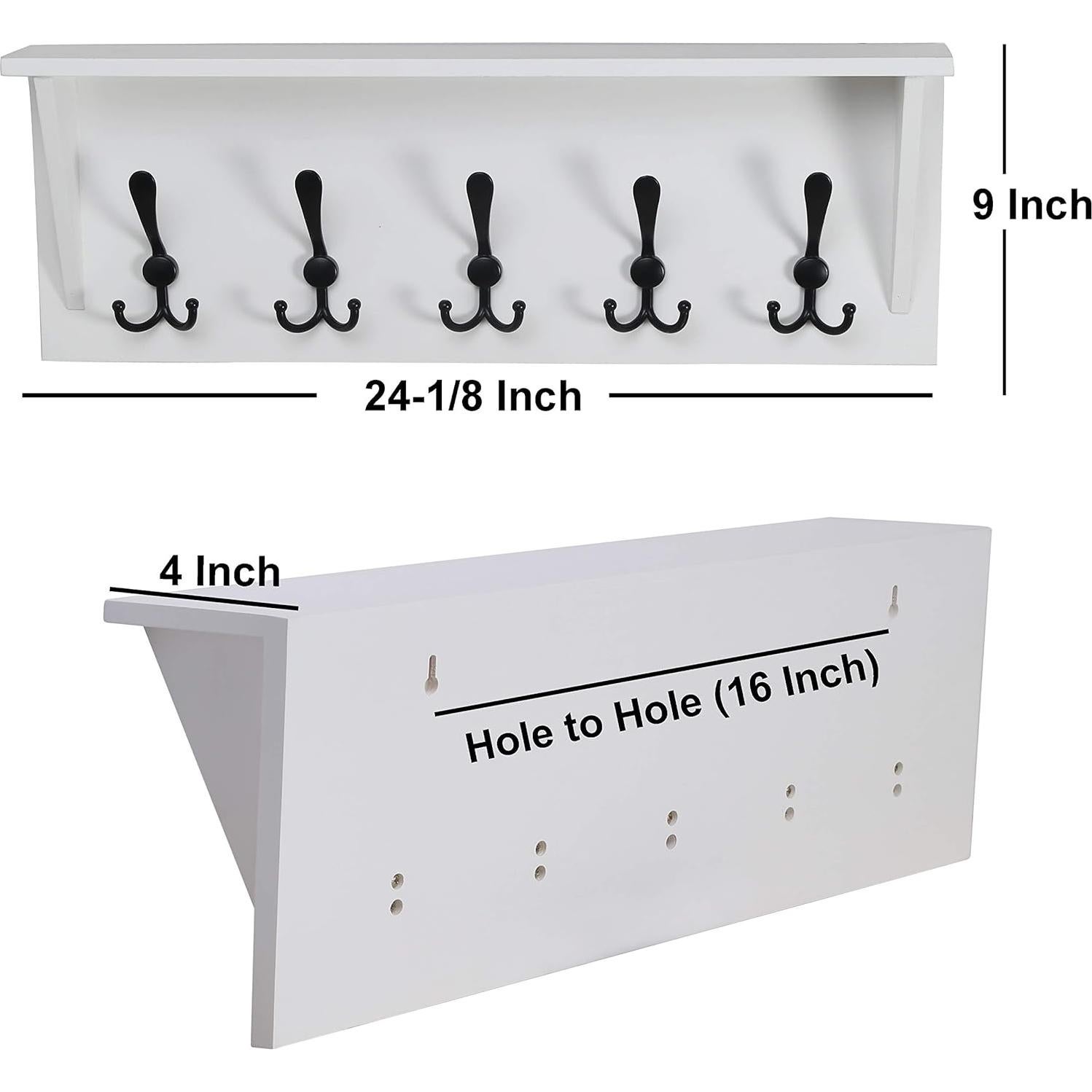 Estante de abrigo Dseap 60.96 cm con 5 ganchos triples - Madera