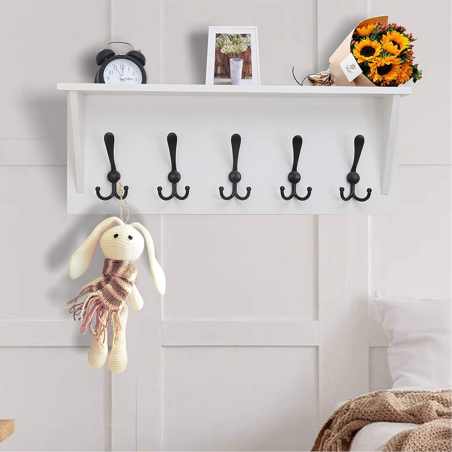 Estante de abrigo Dseap 60.96 cm con 5 ganchos triples - Madera