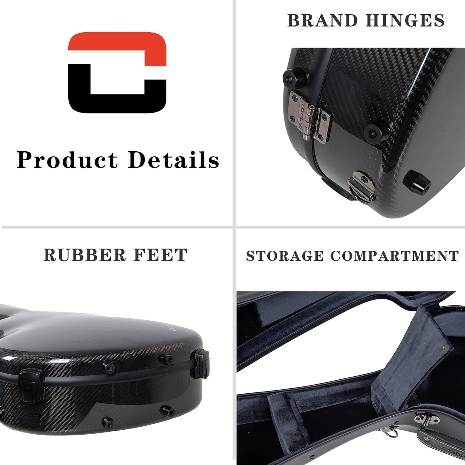 Funda Dura de Fibra de Carbono Crossrock para Guitarra Clásica 4/4 - Negra