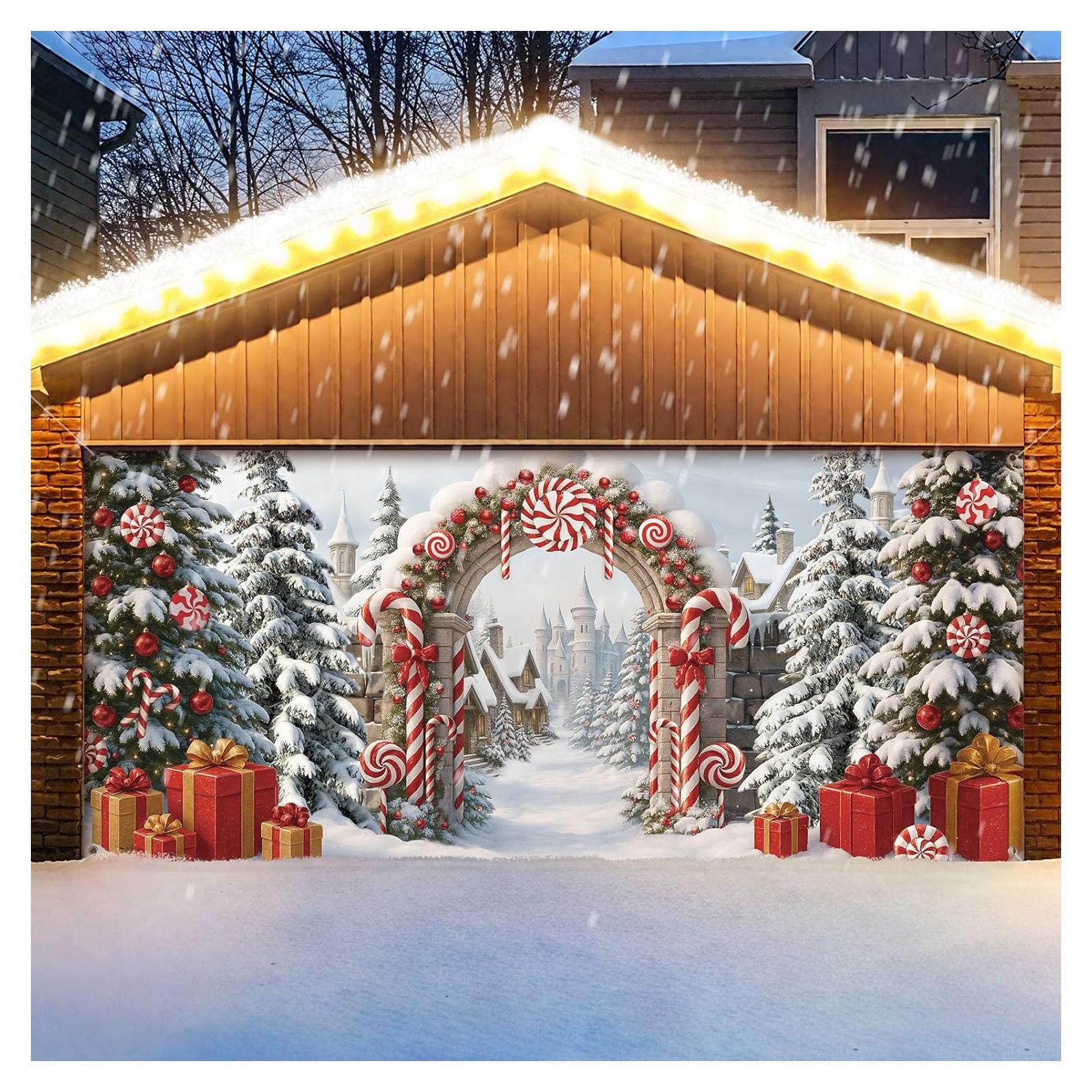 Banner Cubierta de Puerta de Garaje Navidad FuWeave 2.13x4.88m