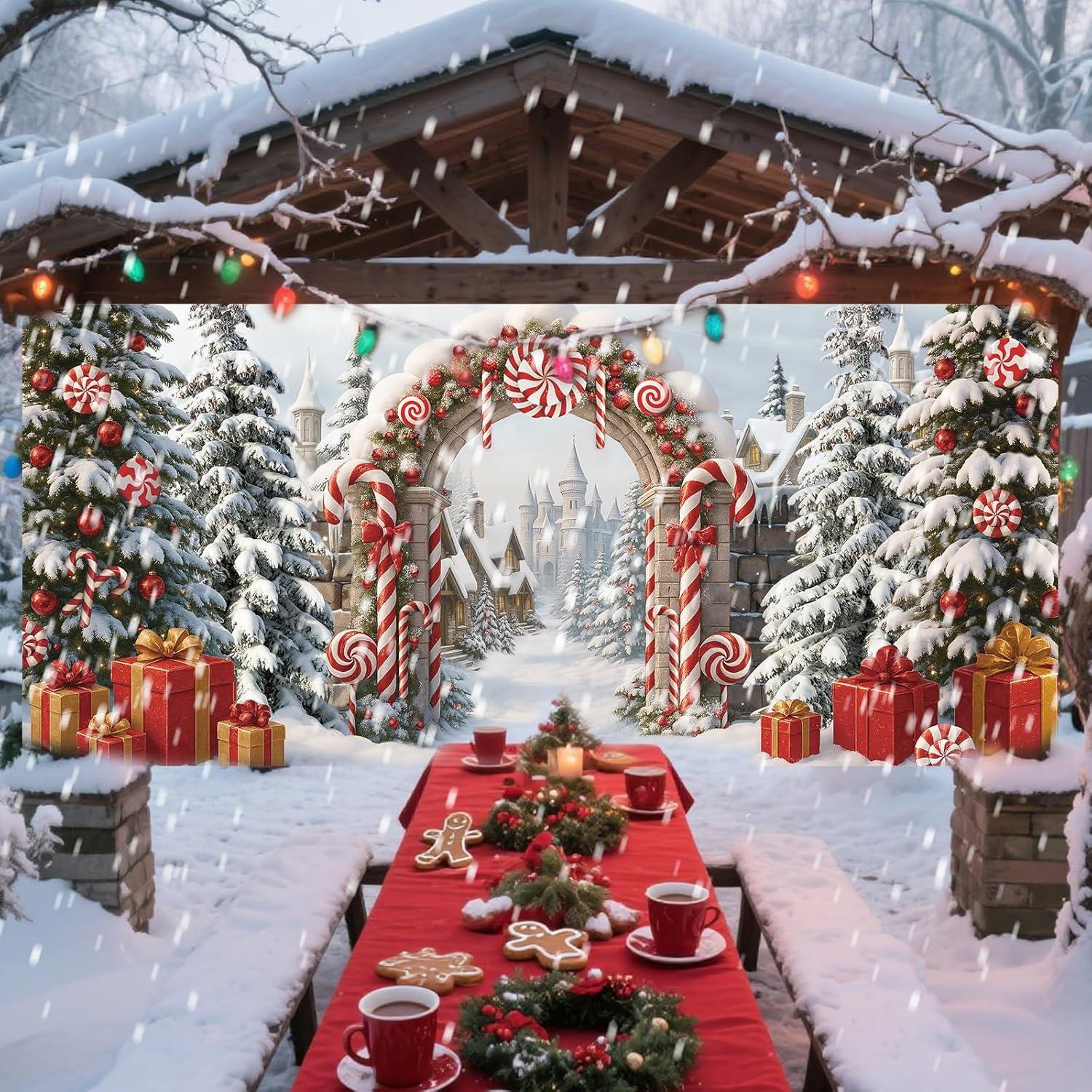 Banner Cubierta de Puerta de Garaje Navidad FuWeave 2.13x4.88m